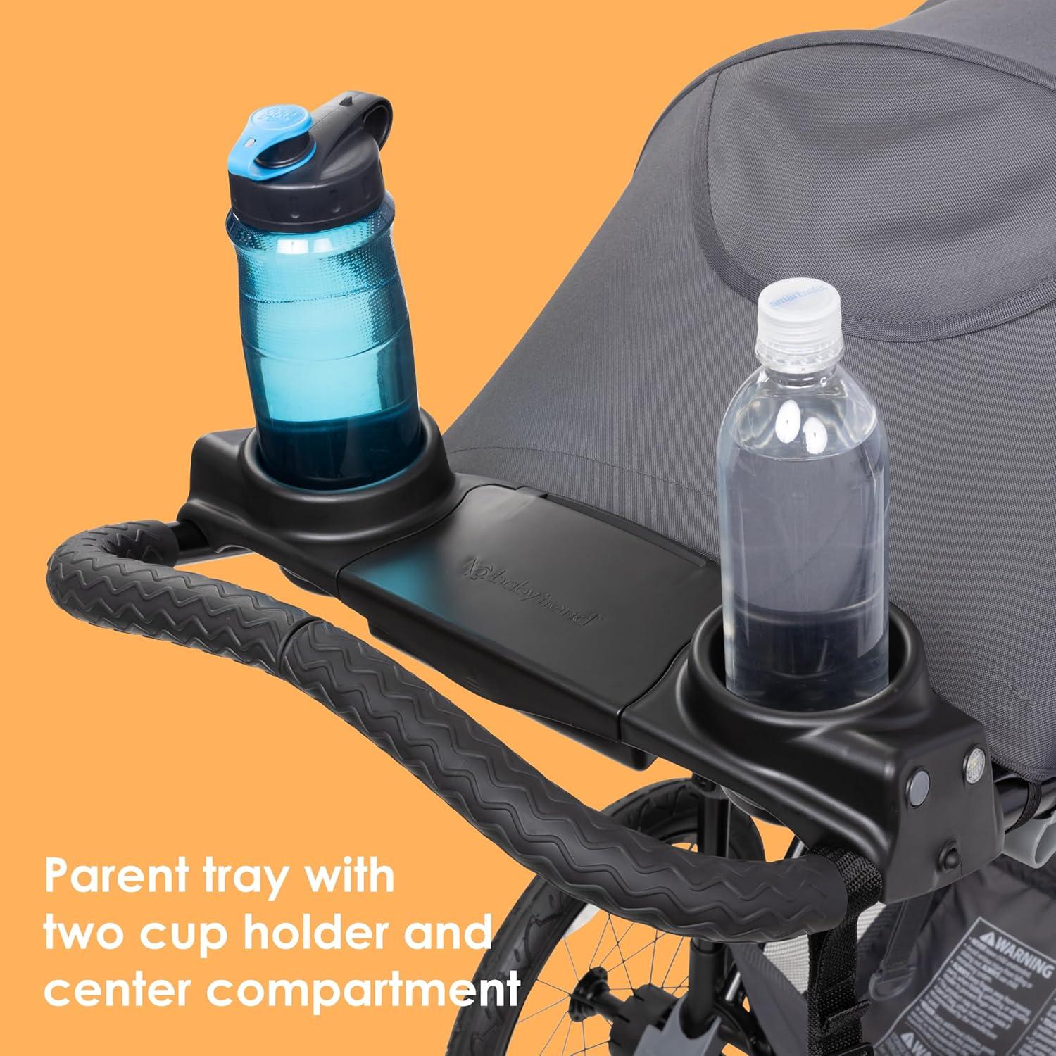 Baby Trend Expedition Zero Flat Stroller Jogger with LED Safety Lights - Dash Gray