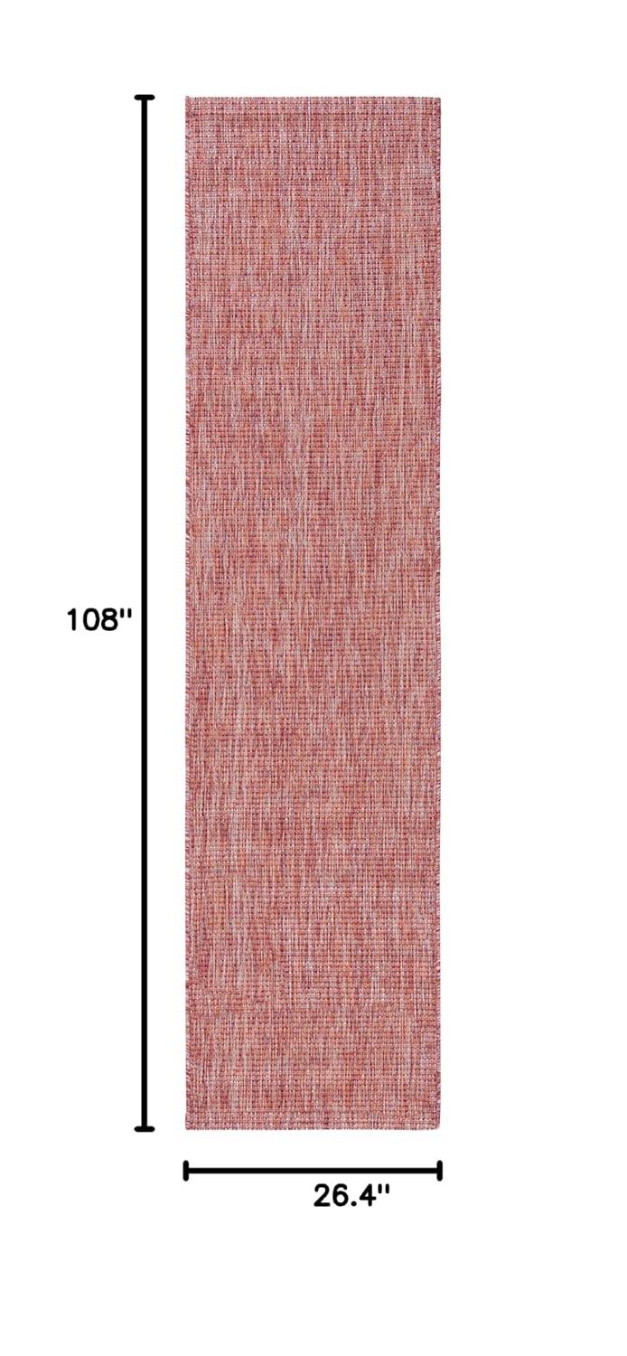 SAFAVIEH Courtyard Wayra Solid Indoor/Outdoor Runner Rug, Red/Red, 2'2" x 9'