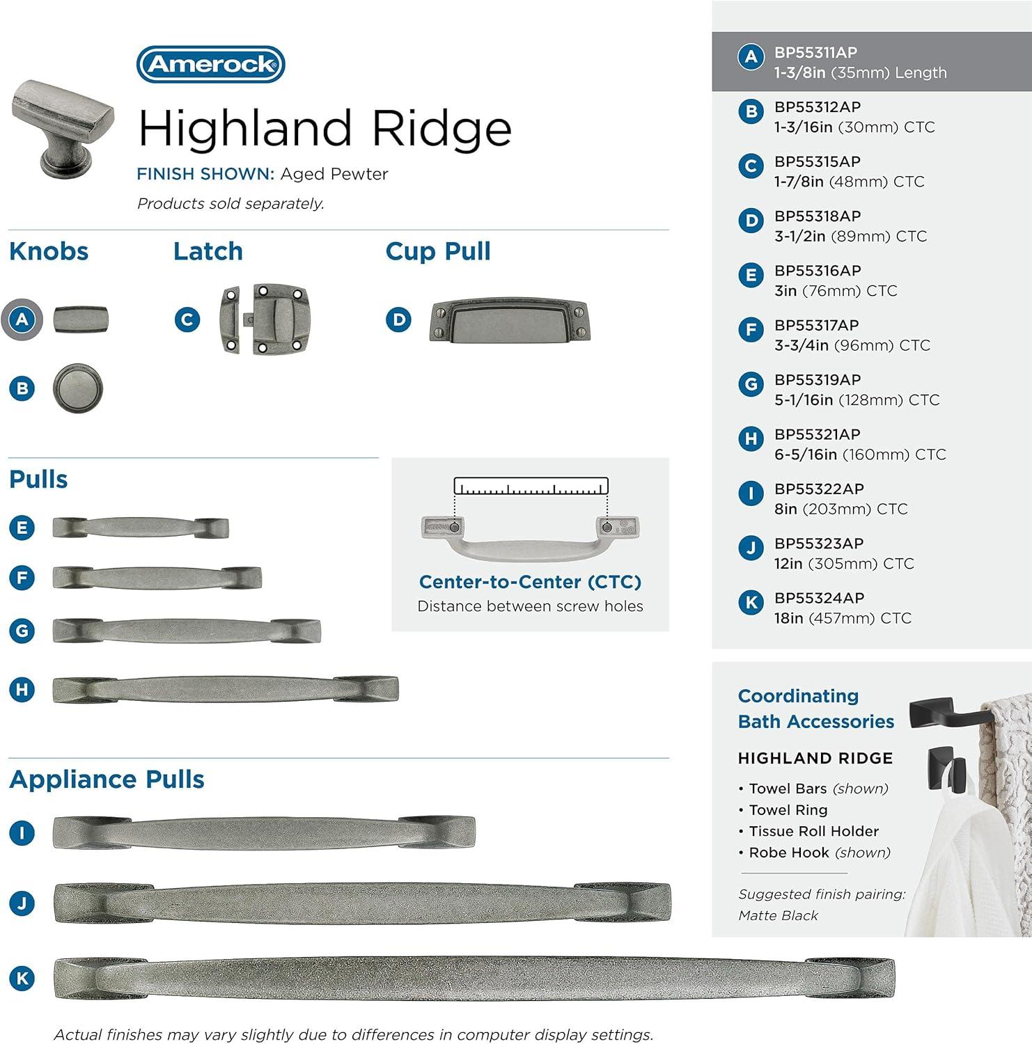 Amerock Highland Ridge Cabinet or Furniture Knob