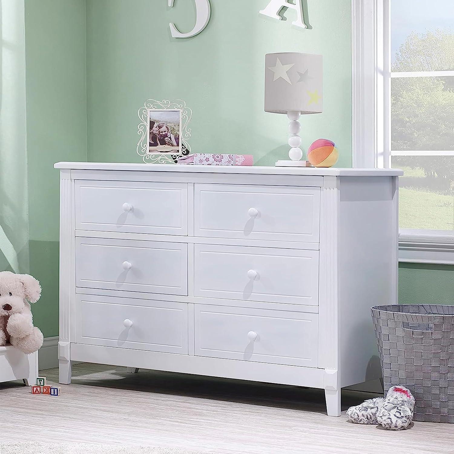 Berkley Classic White Double Dresser with Spacious Dovetail Drawers for Nursery