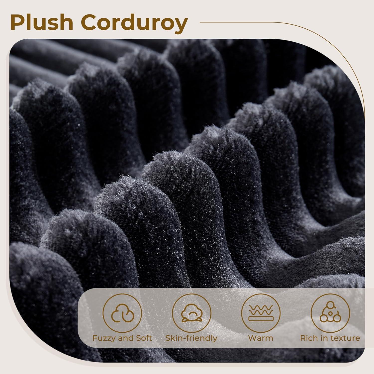 104" L-Shape Modular Sectional Sofa Couch - Comfy Upholstered Cloud Couches for Living Room - Modern Minimalist Couch,Deep Seat,No Assembly Required (Black,Plush Corduroy, Right Facing Chaise)