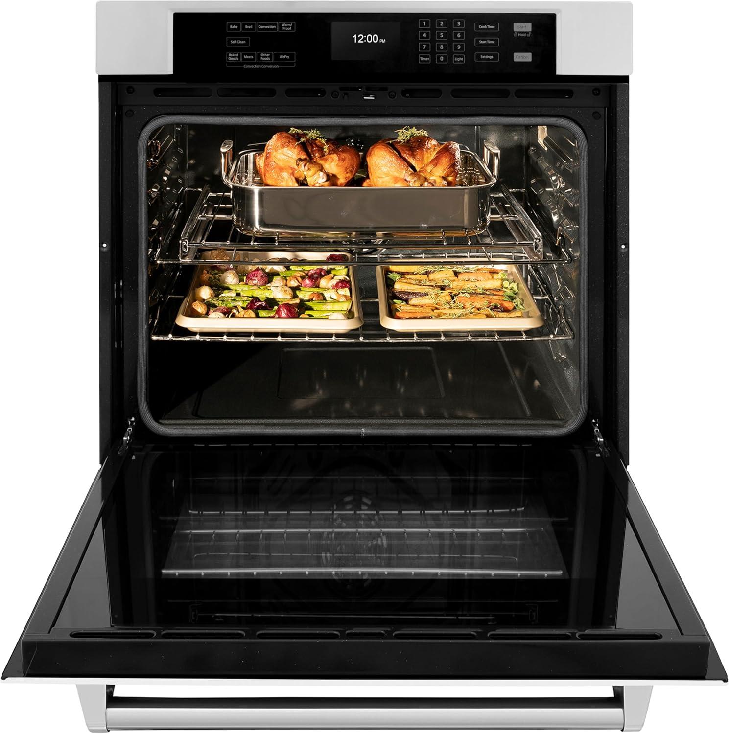 30-Inch Stainless Steel and Matte White Convection Wall Oven