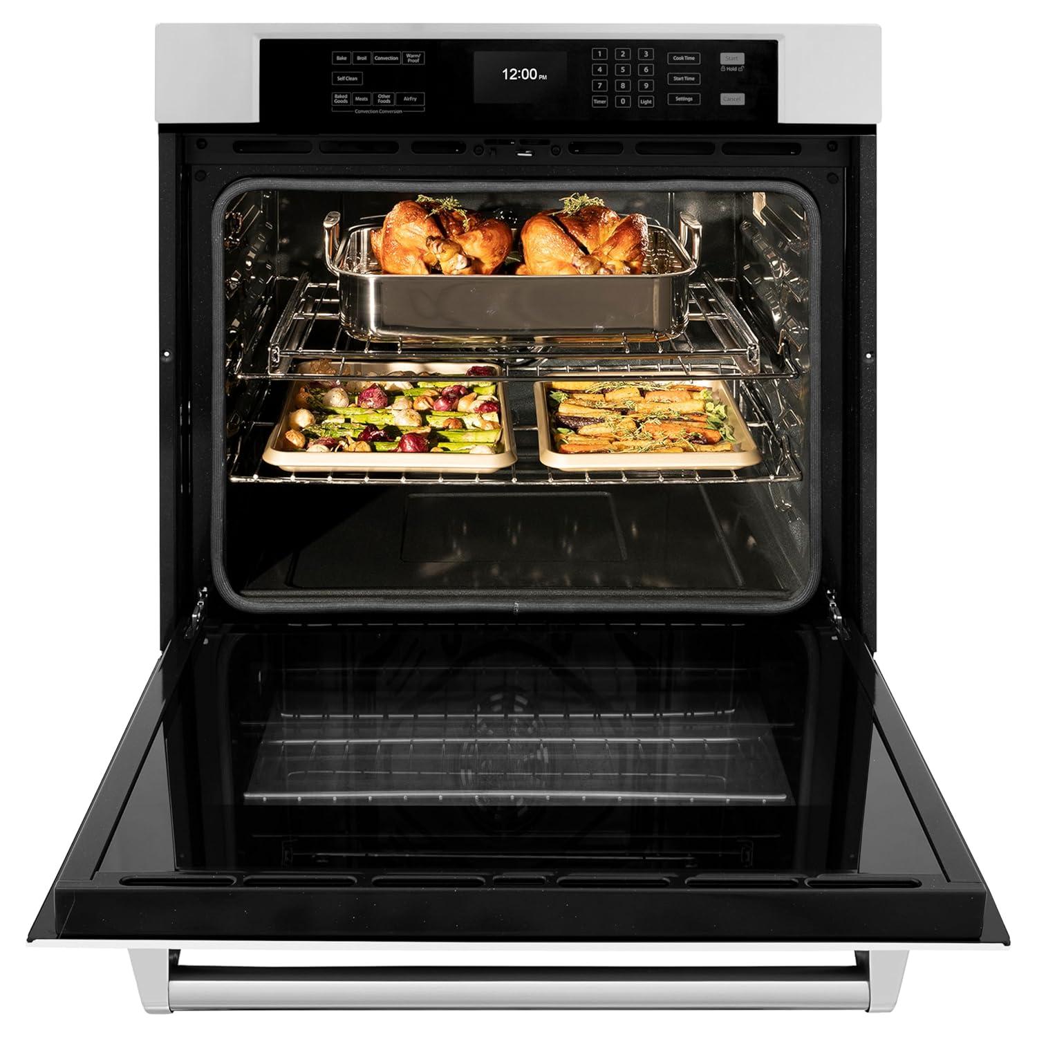 30-Inch Stainless Steel and Matte White Convection Wall Oven