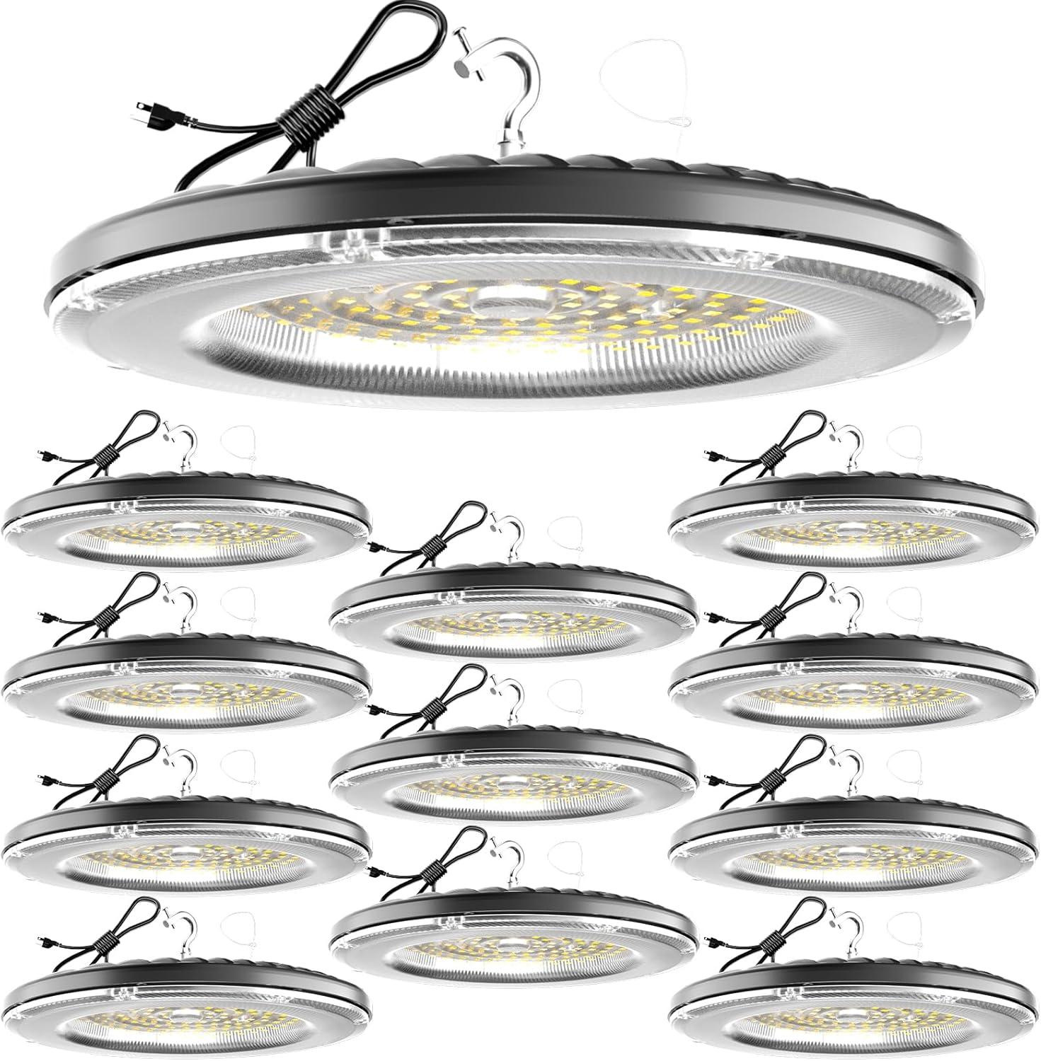 Lightdot 100W LED High Bay Light for Shop/Barn 5000K 14000LM (Eqv. to 400W HPS/MH) High Bay LED Lights with Plug for Commercial Warehouse Lighting-ETL Listed 5Pack