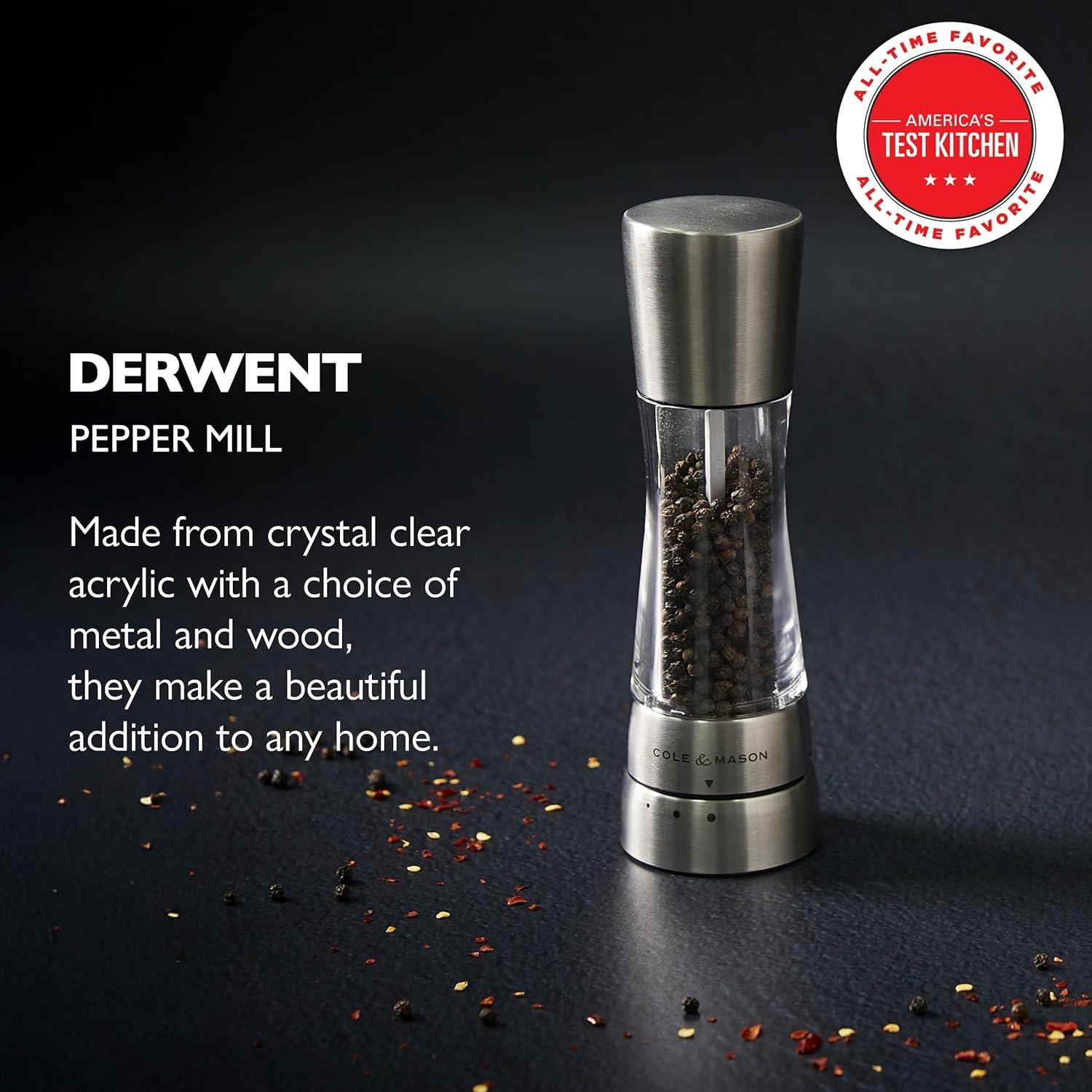 Cole & Mason Derwent Stainless Steel Adjustable Pepper Mill