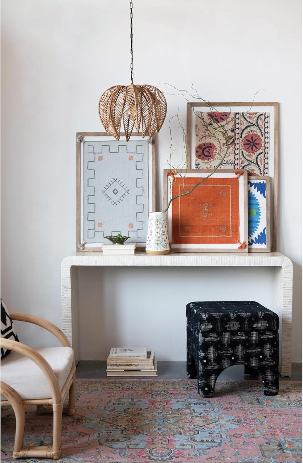 White Mother of Pearl Waterfall Console Table with Storage