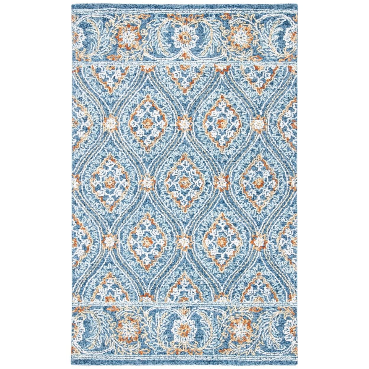 SAFAVIEH Blossom Dima Damask Area Rug, Navy/Yellow, 2' x 3'