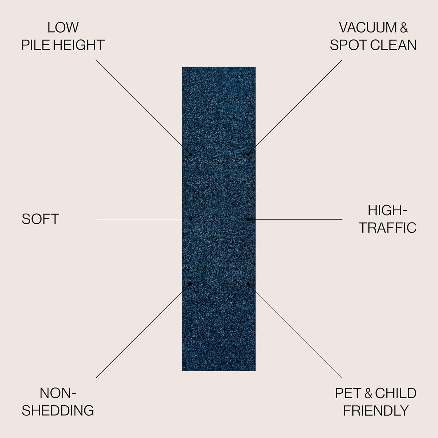 8'x10' Haze Solid Low-Pile Area Rug, Navy - JONATHAN Y