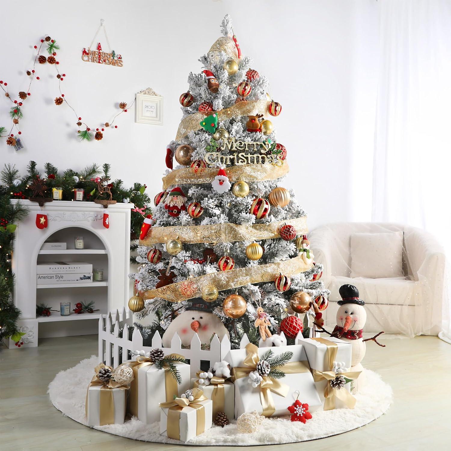 30CT Christmas Balls Ornaments, 2.36 Inch Colored Shatterproof Plastic Decorative Baubles for Xmas Tree Decor, Red & Gold, 60mm