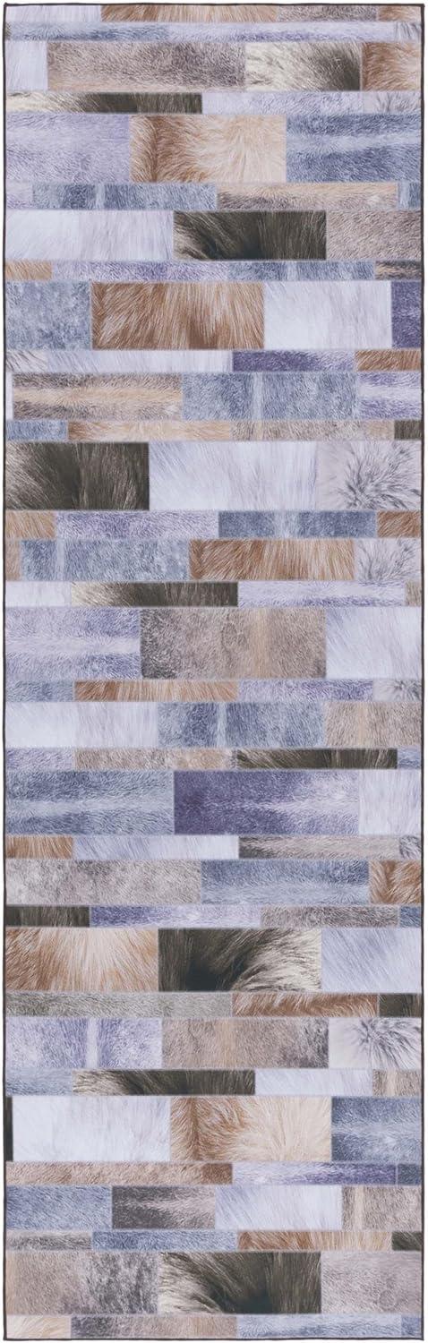 Faux Hide FAH515 Power Loomed Machine Washable Runner Rug - Beige/Purple - 2'6"x8' - Safavieh.