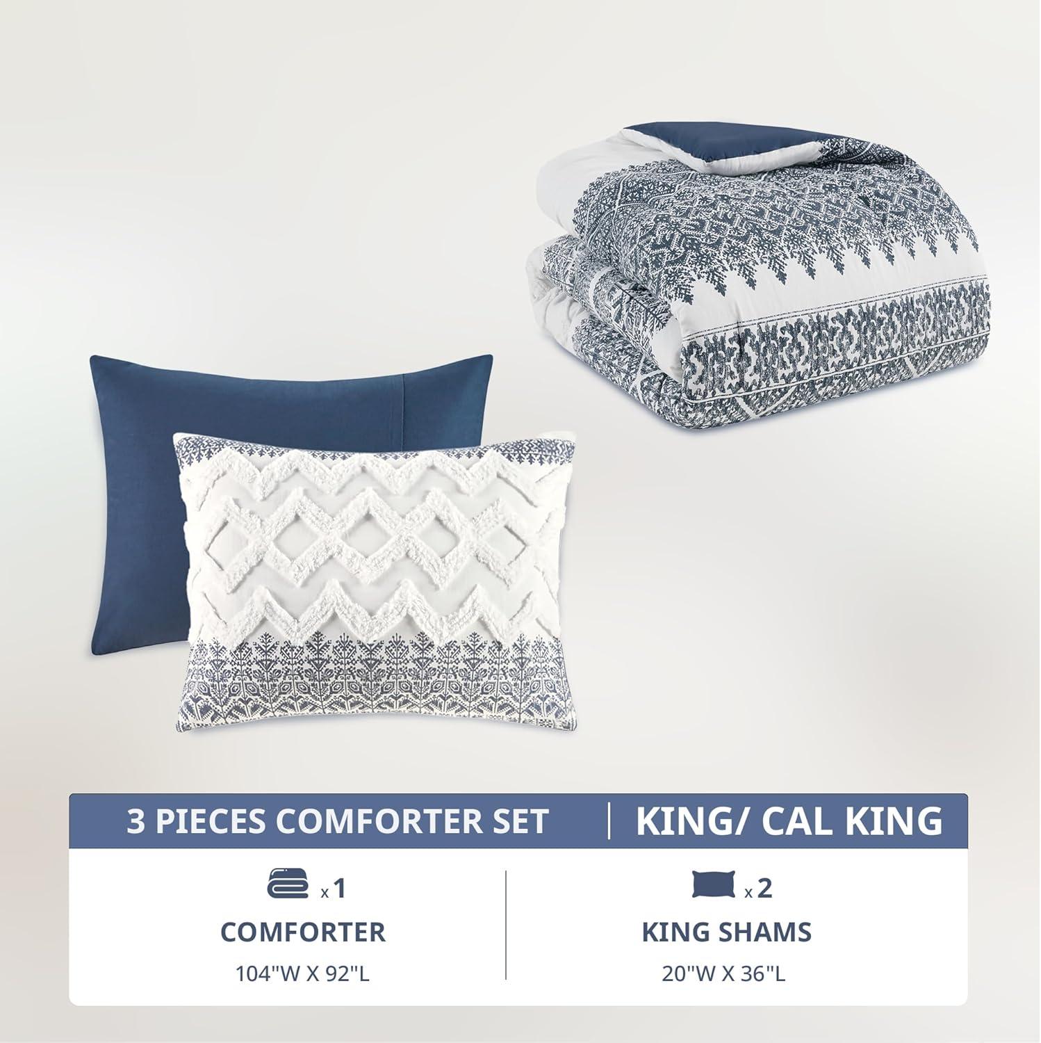 INK+IVY Mila 3 Piece Cotton Comforter Set with Chenille Tufting