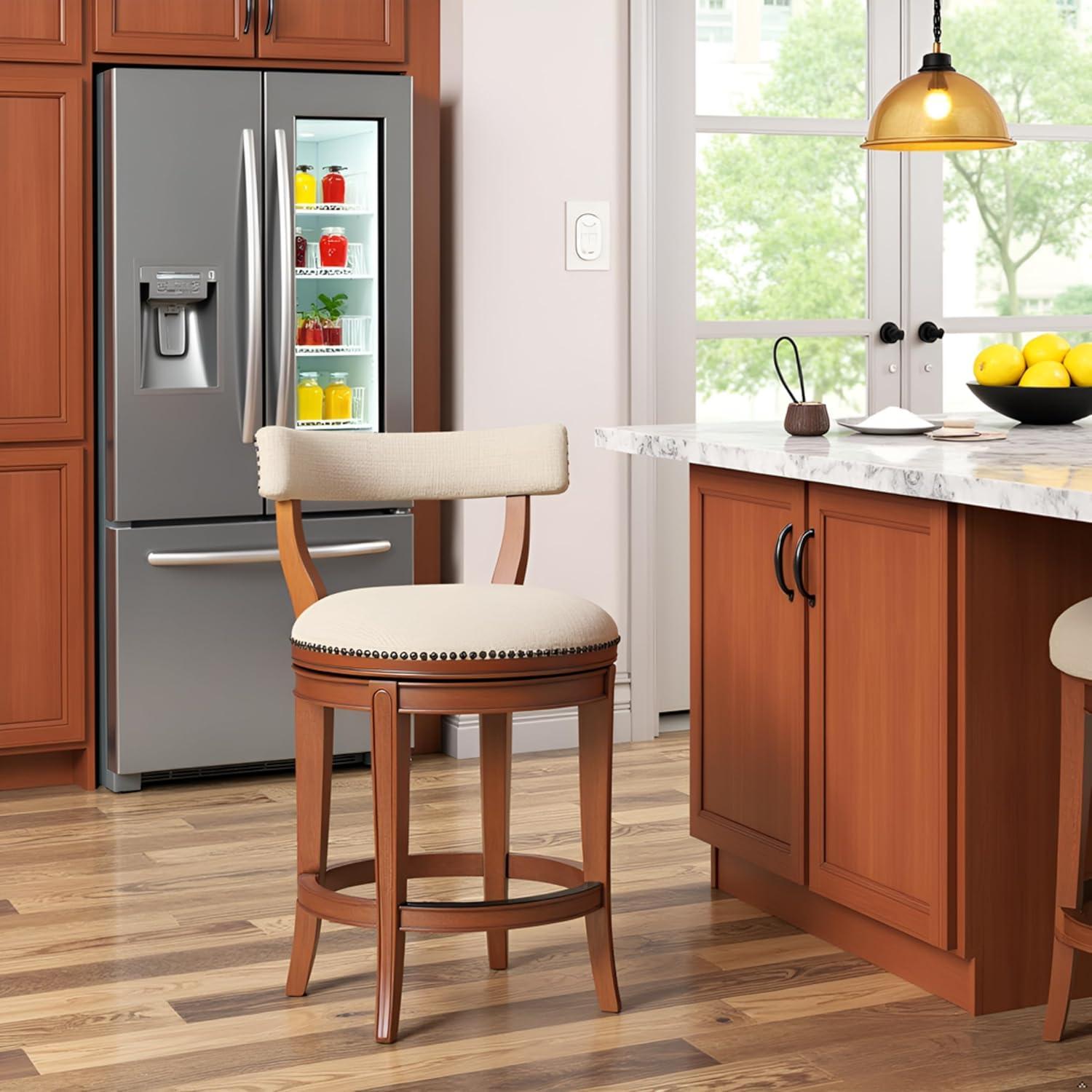 Hanover Solid Rubber Wood Swivel Counter And Bar Stool