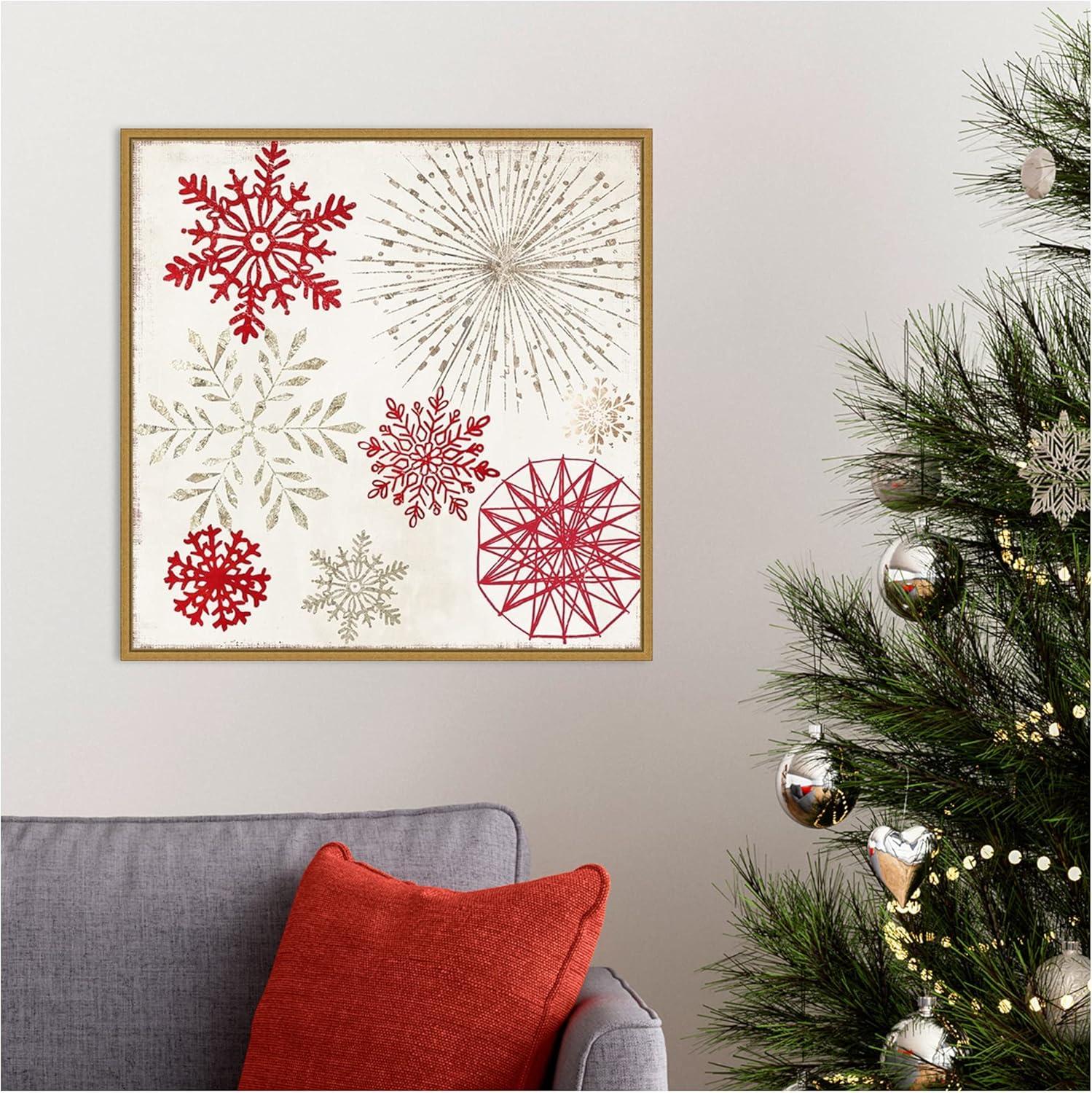 22" x 22" Christmas Snowflakes II Framed Wall Canvas - Amanti Art: PI Studio, Seasonal Decor