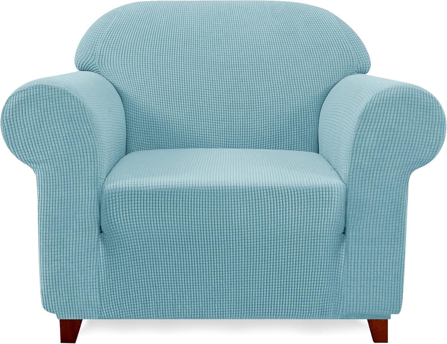 Steel Blue Stretch Polyester Armchair Slipcover