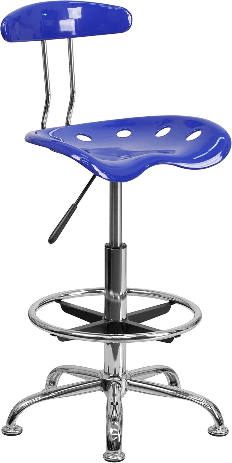 Monroe Vibrant Chrome Drafting Stool with Tractor Seat