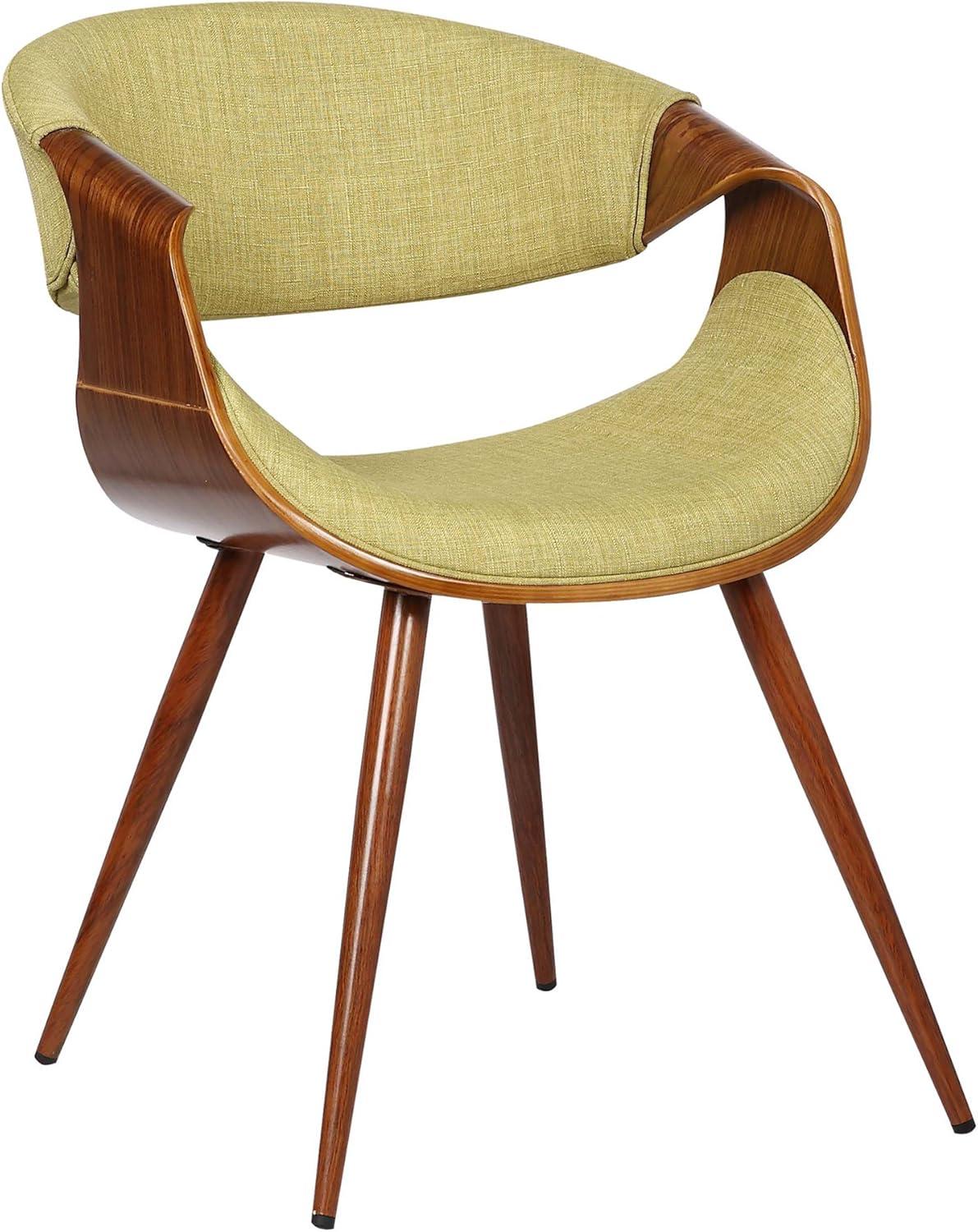 Butterfly Mid-Century Modern Dining Chair Green - Armen Living: Upholstered Walnut Legs, Polyester