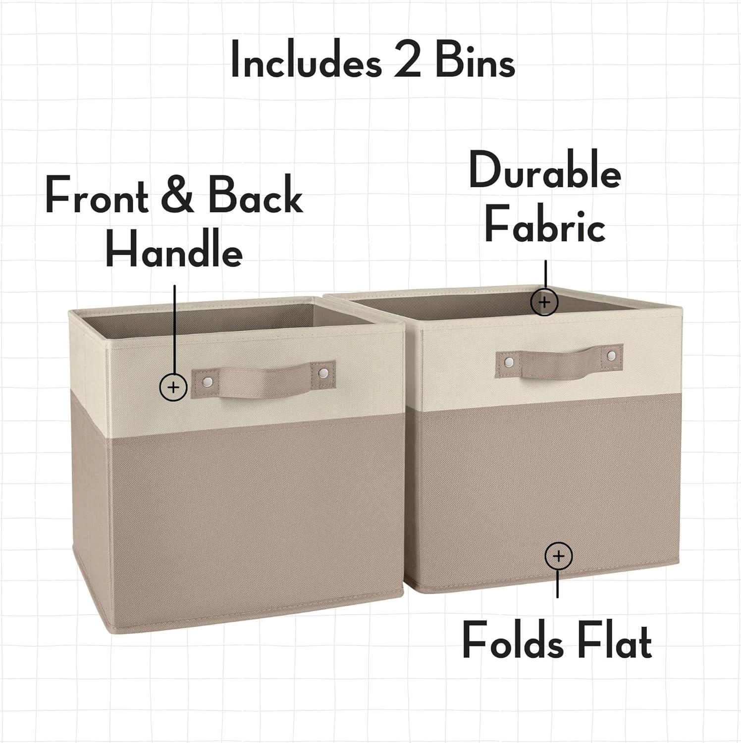 RiverRidge Kids 2pc Two-Tone Fabric Collapsbilble Cube Storage Organizers with Handles