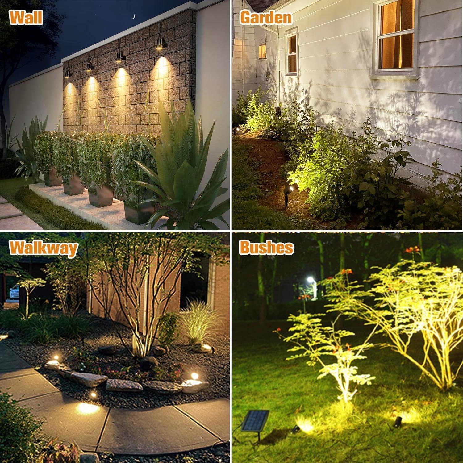 Black Solar Powered LED Pathway Lights with White Shade