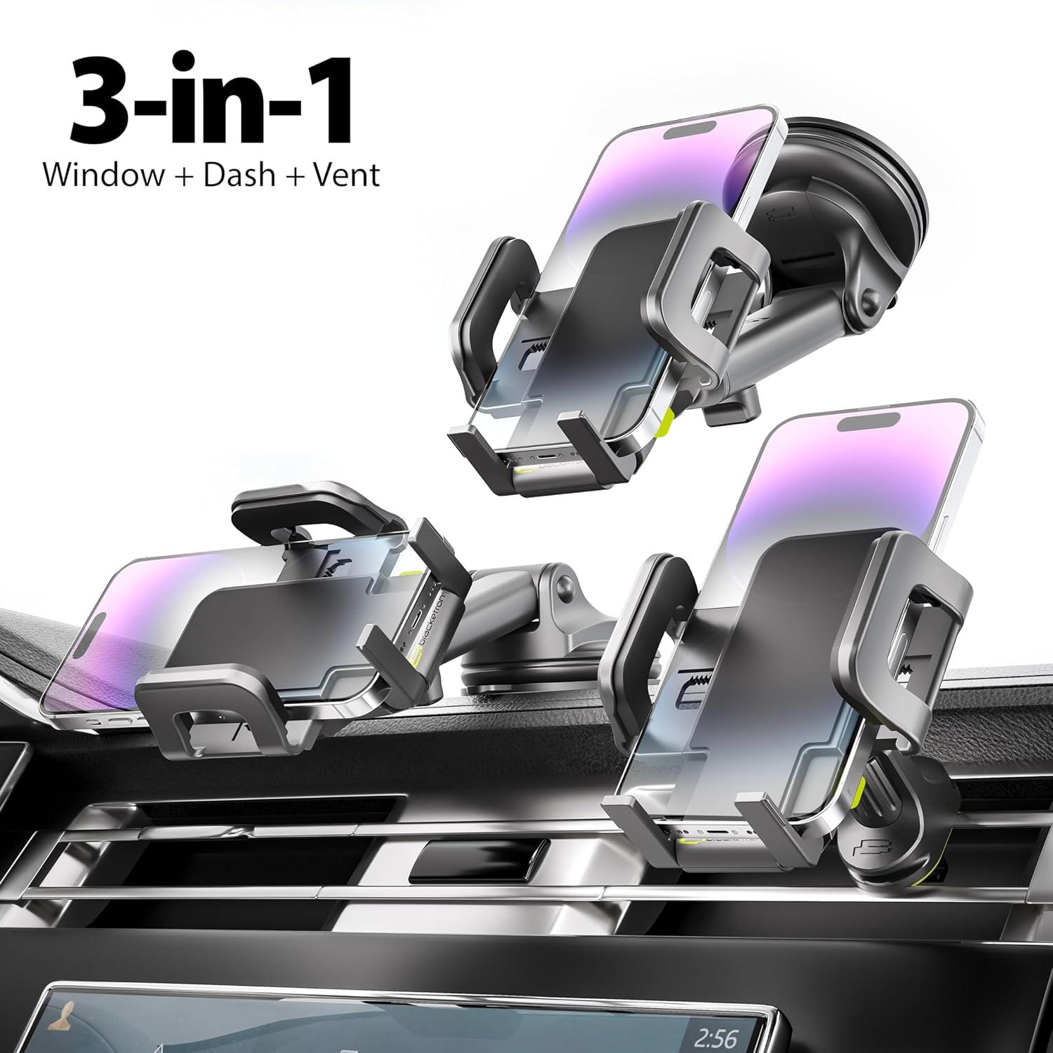 Bracketron TripGripXT Dashboard, Windshield & Vent Extendable Cell Phone and GPS Mount for Car Suction Cup Phone Holder for Home and Office