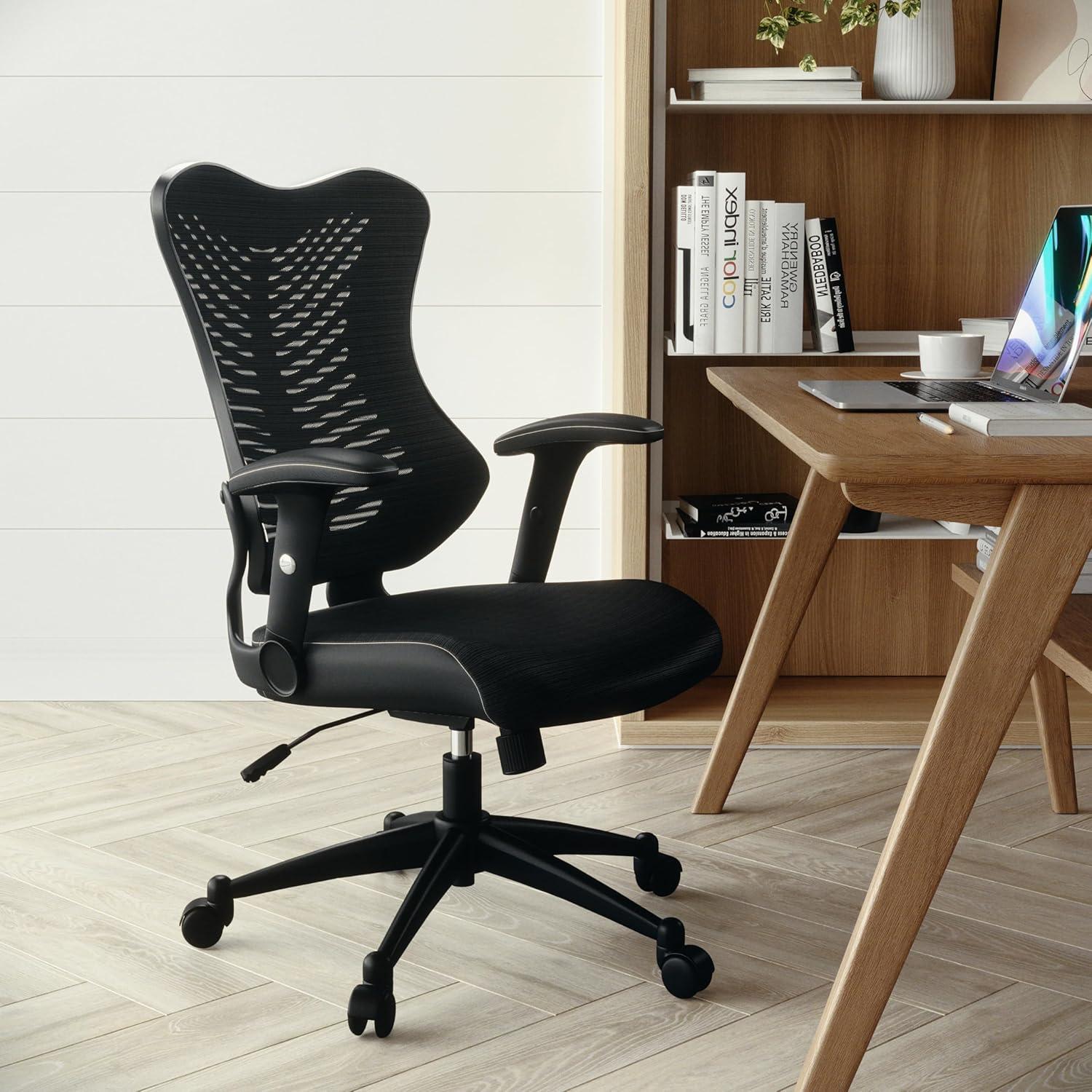 Kale Ergonomic High-Back Swivel Office Chair with Adjustable Seat Height, Black