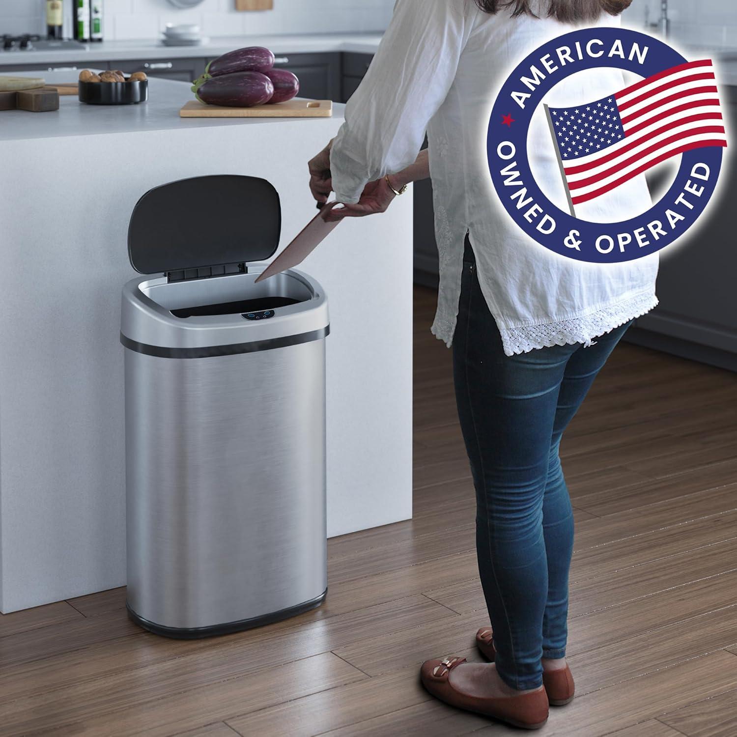 iTouchless Deodorizer Stainless Steel 13 Gallon Motion Sensor Trash Can & Reviews | Wayfair