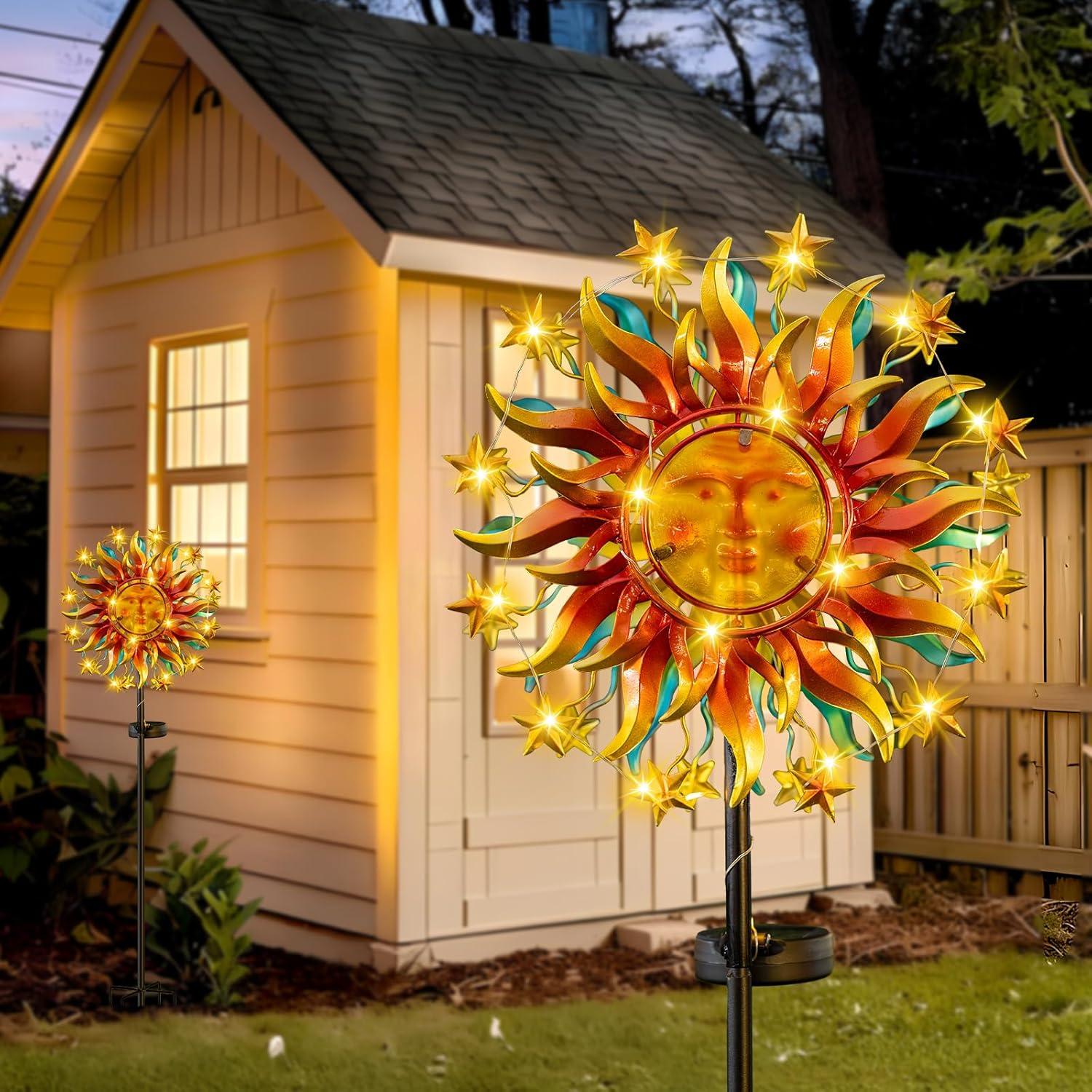 Arlmont & Co. 60.3 Inch 360° Metal Sun Wind Sculptures Outdoor Clearance Kinetic Windmills
