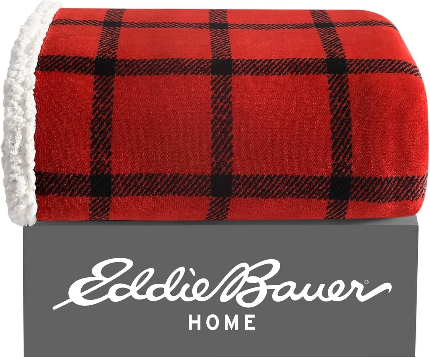 Eddie Bauer Printed Plush Fleece/Sherpa Throw Blankets