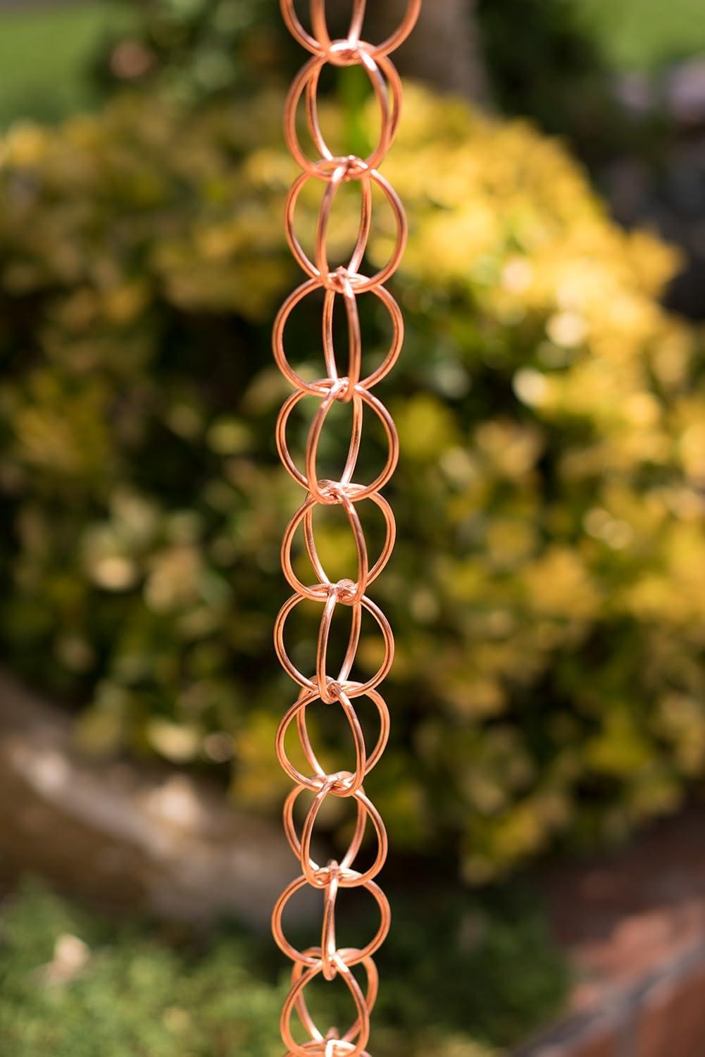 Monarch Rain Chains Pure Copper Ring Rain Chain Replacement Downspouts for Gutters