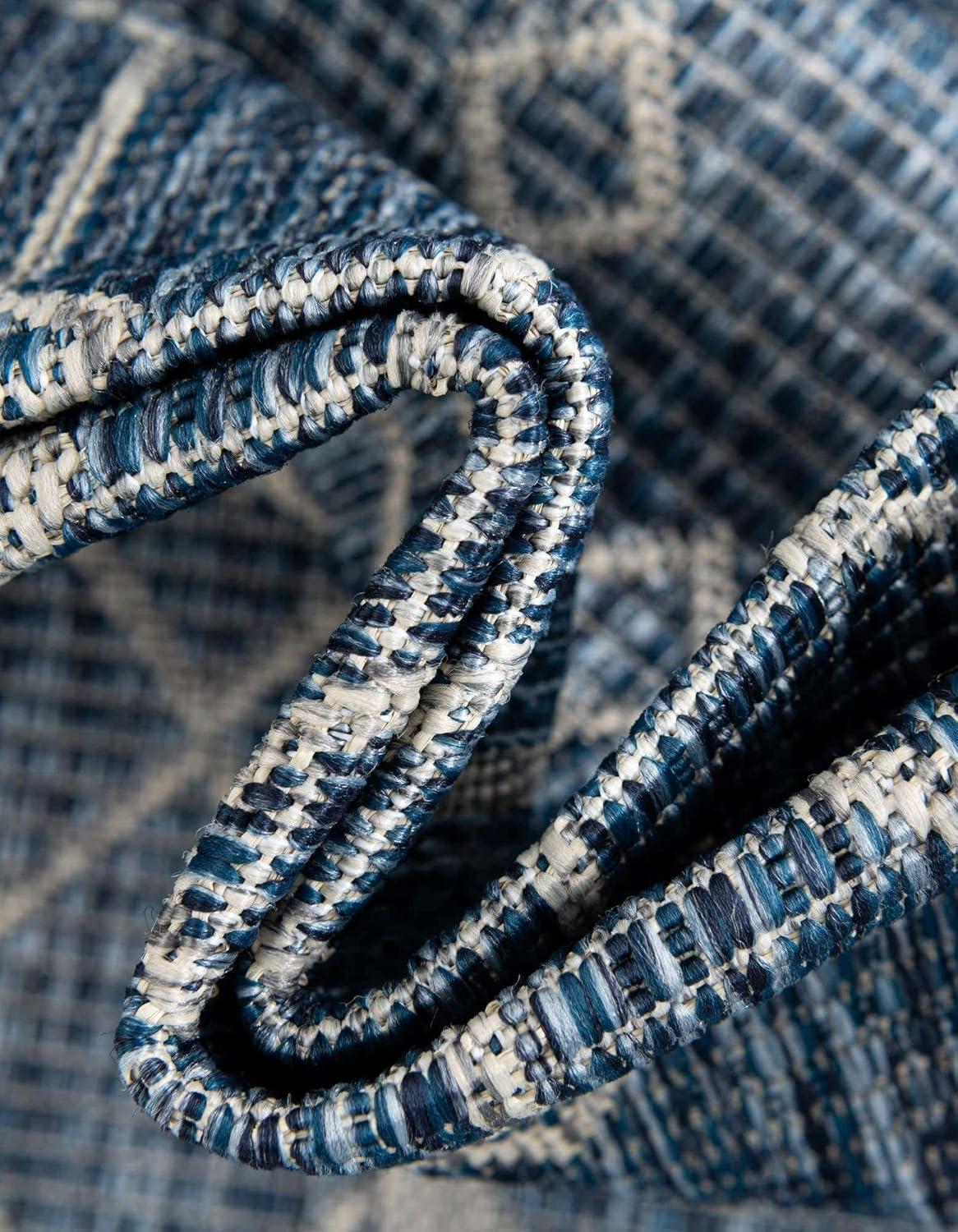 Unique Loom 7' 0 x 7' 0 Octagon Indoor/Outdoor Trellis Blue Area Rug