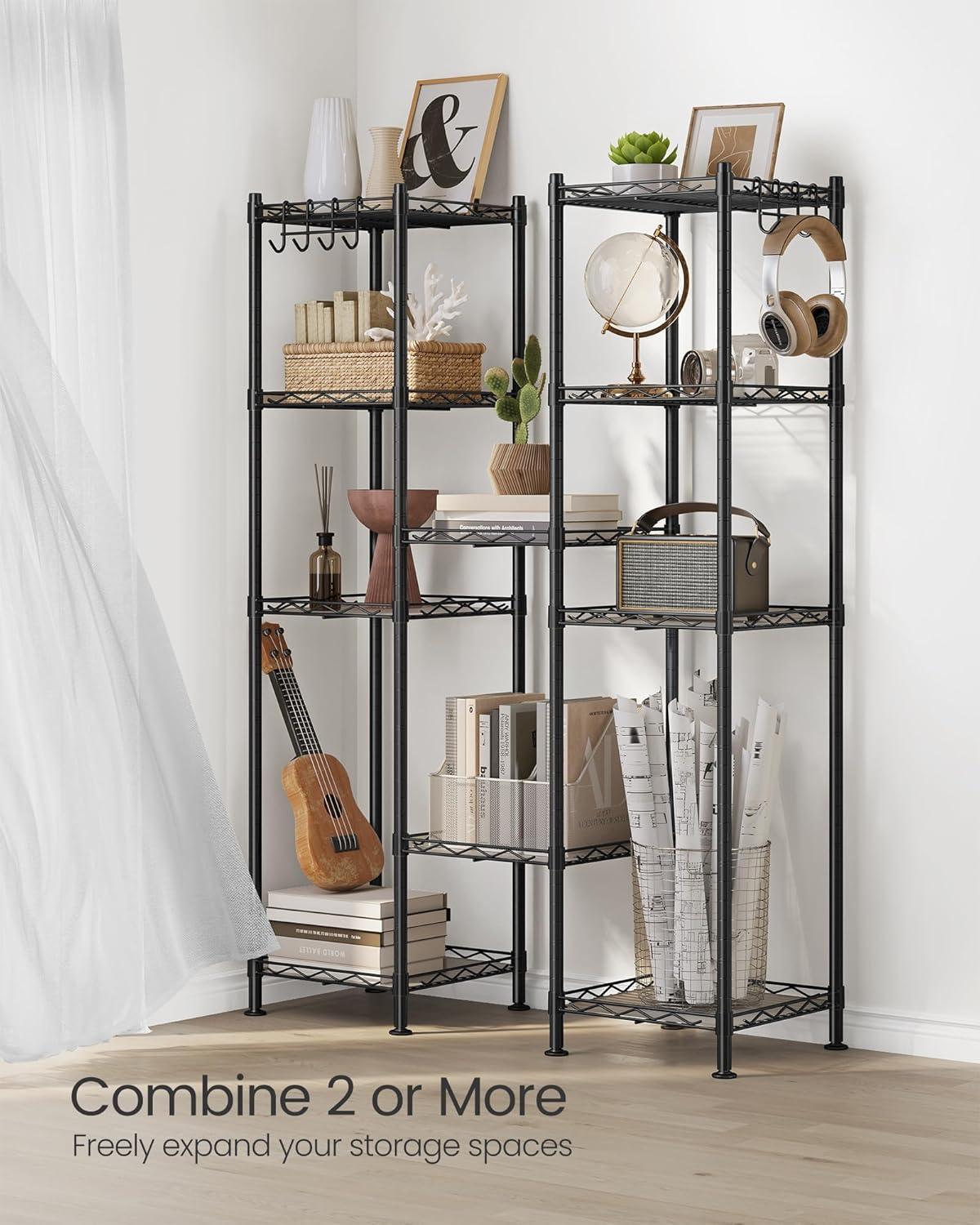 Adjustable Ink Black and Translucent 5-Tier Bathroom Shelf