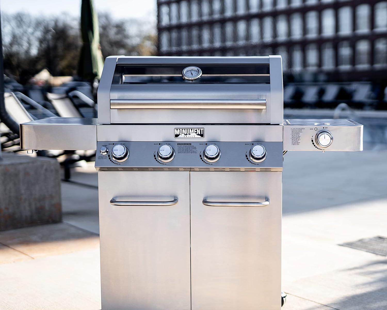 Monument Grills 41847NG 4+1 Burners Stainless Gas Grills Convertible 60000 BTU Gas Grill with Side Burner