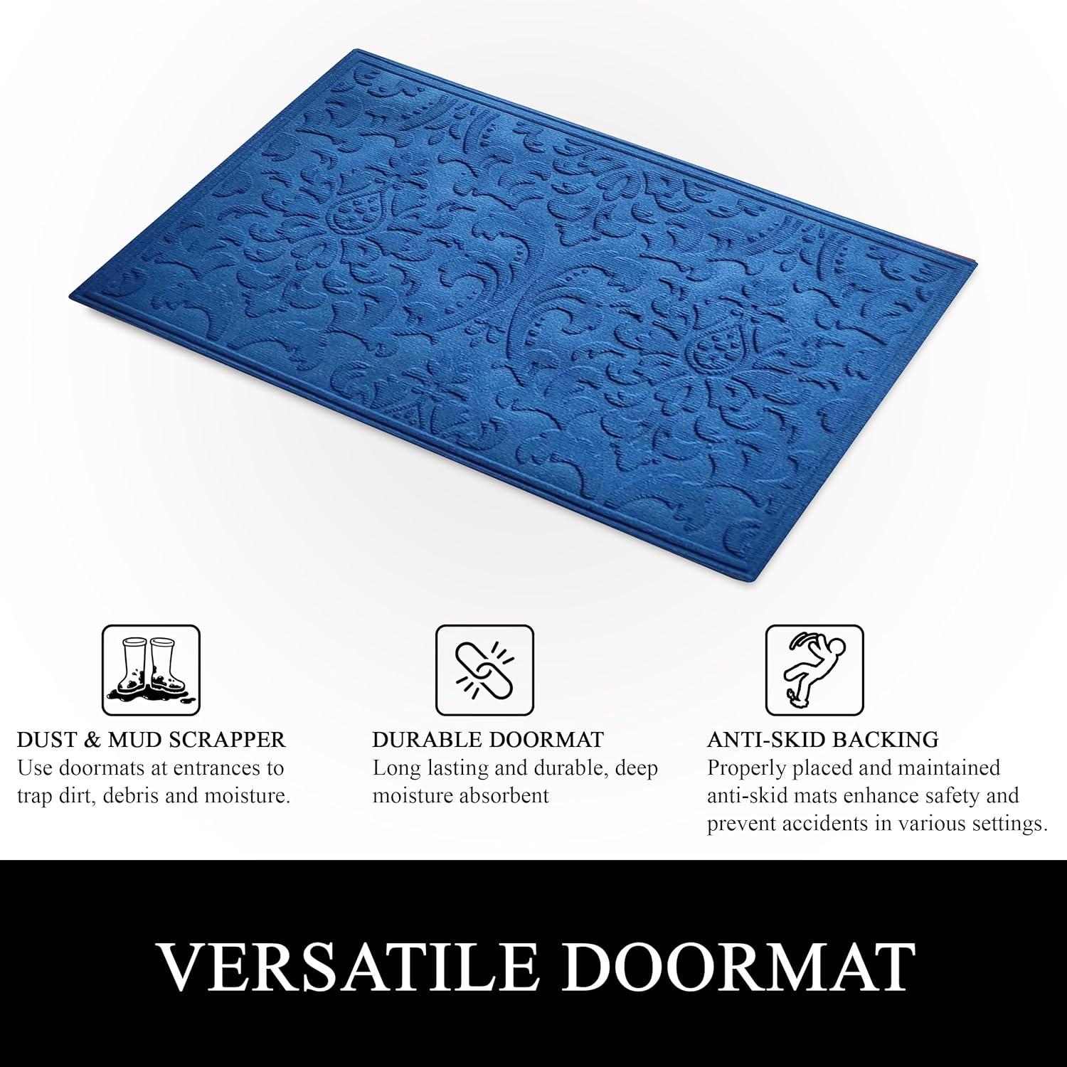 A1HC Indoor Outdoor Mat, Front and Back Entrance Welcome Mats, Large Front Door Patio Mats 24x36 Inches, Non-Slip Easy Clean Entrance Washable Large Size Doormats, Blue