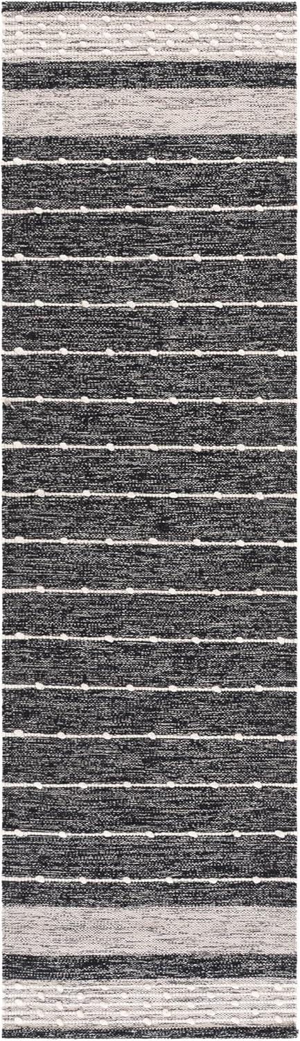 Striped Kilim STK509 Hand Woven Runner Rug - Black/Ivory - 2'3"x13' - Safavieh.