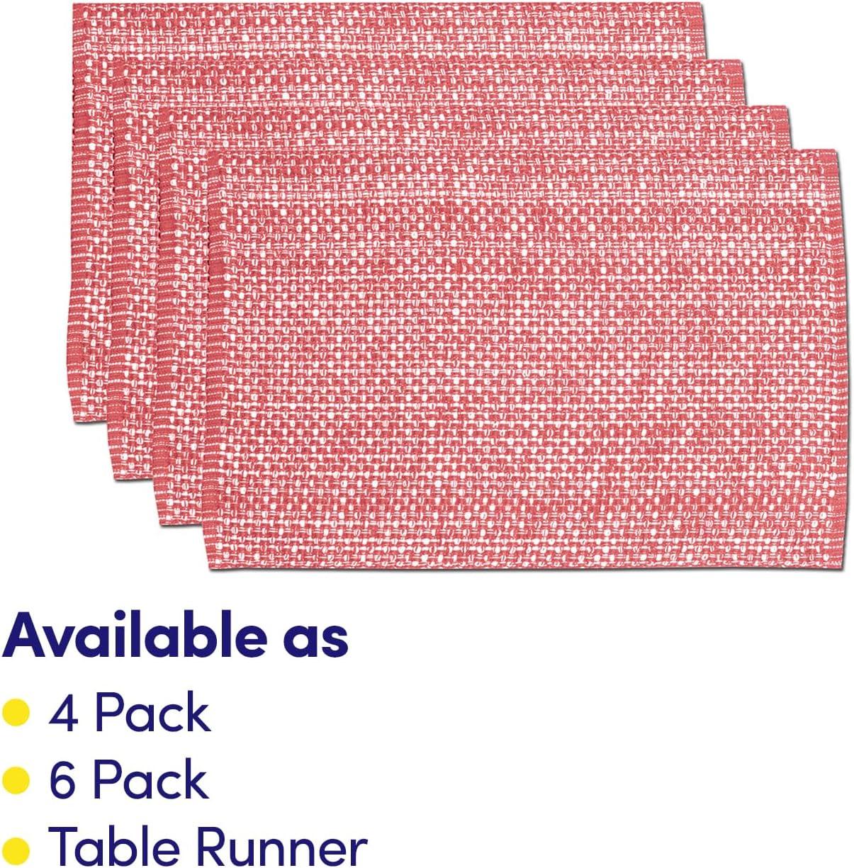 Sweet Home Collection 100% Cotton Placemats for Dining Room Rectangle Two Tone Woven Fabric 13" x 19" Soft Durable Table Mat Set, Set of 4, Pink