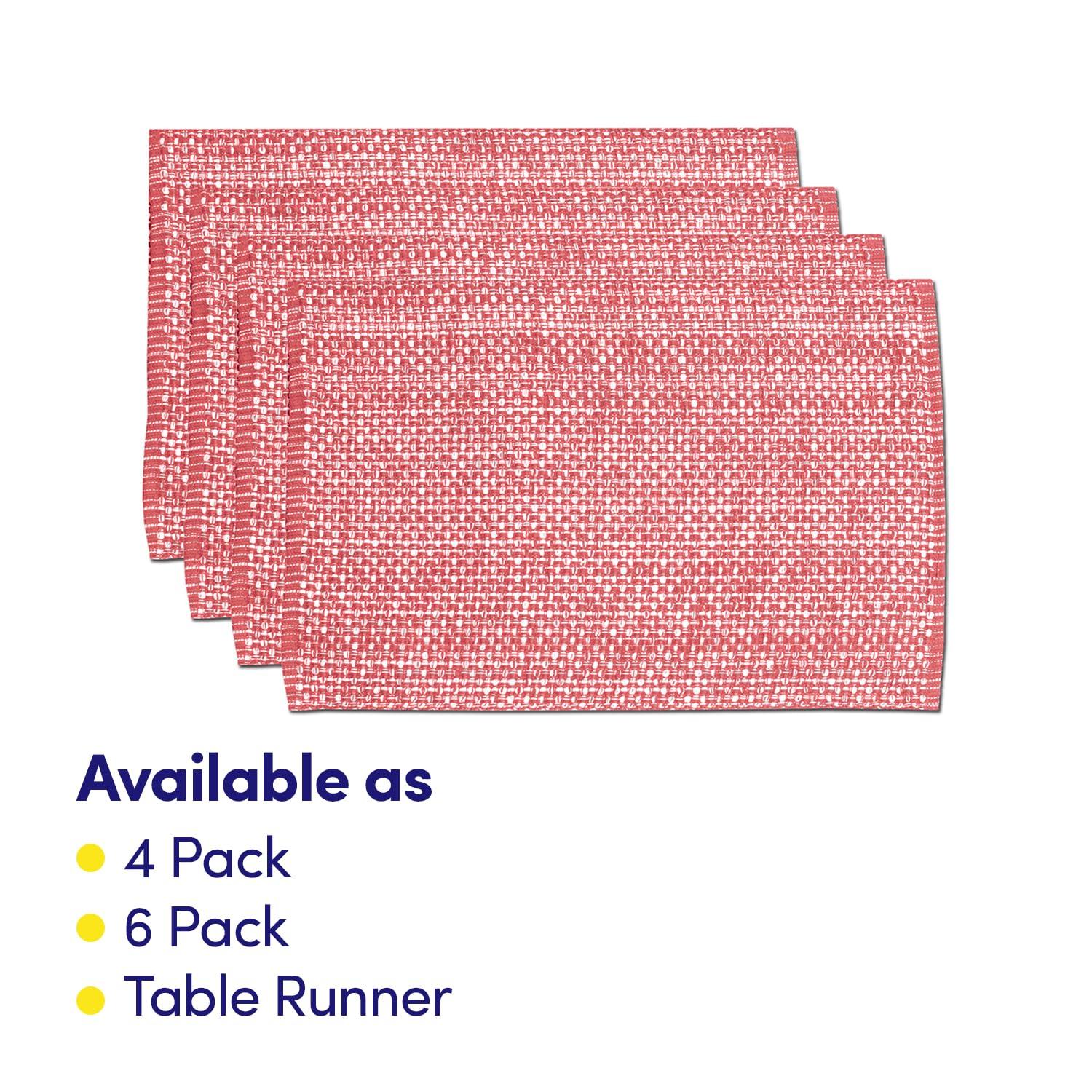 Sweet Home Collection 100% Cotton Placemats for Dining Room Rectangle Two Tone Woven Fabric 13" x 19" Soft Durable Table Mat Set, Set of 4, Pink