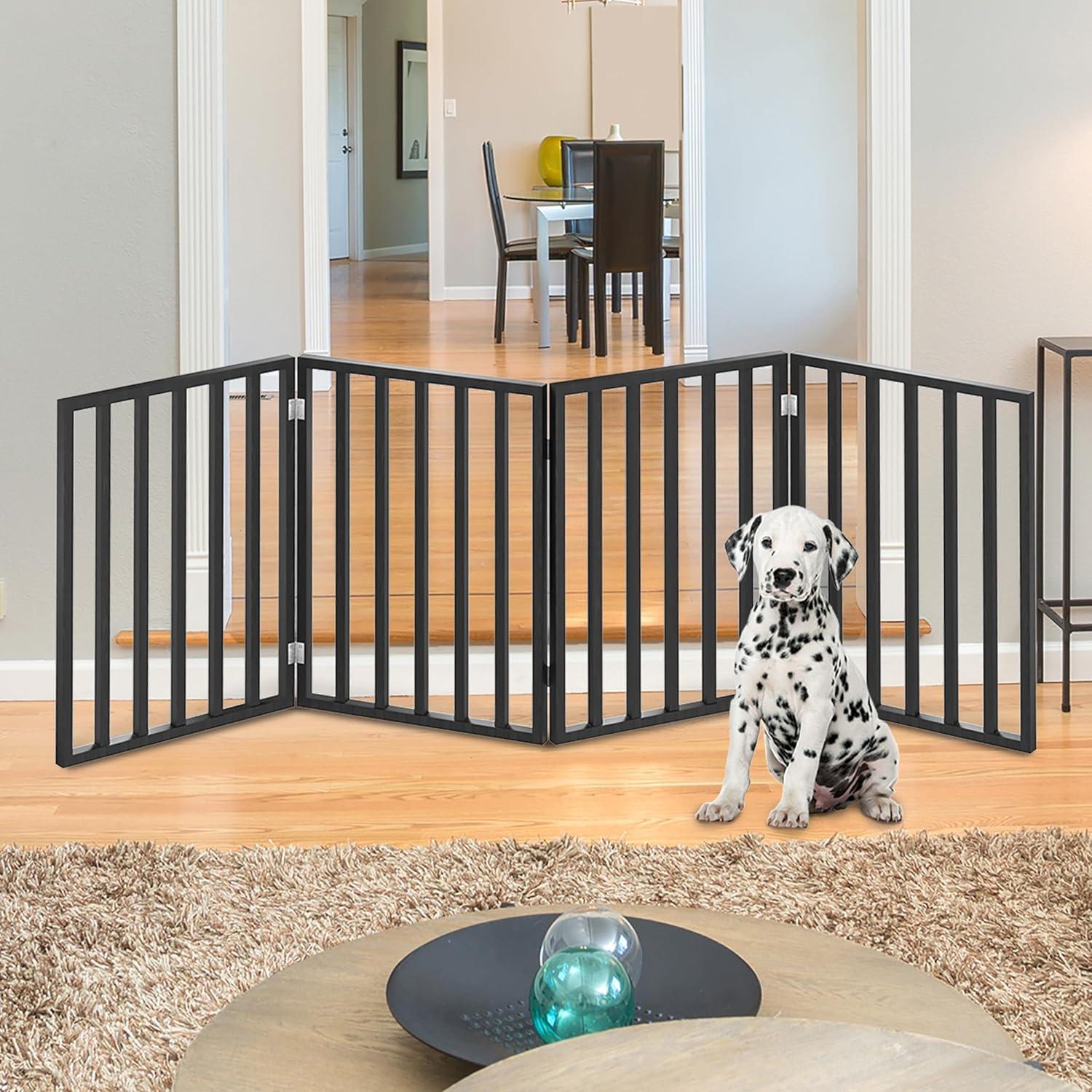 Pet Adobe 4-Panel Indoor Foldable Pet Gate, Black