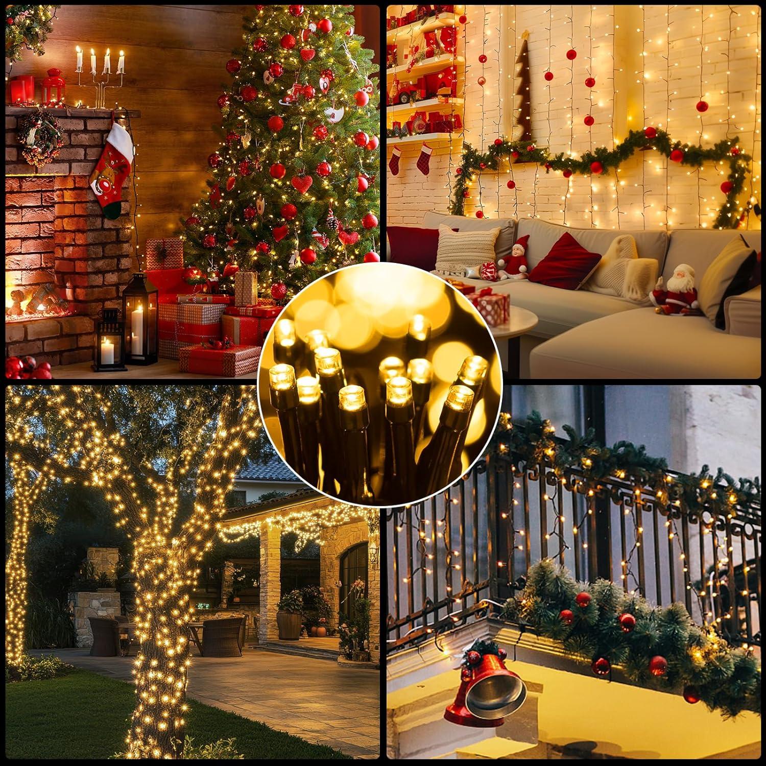 Morttic Christmas Decorative Mini Lights 200LED 66Ft Connectable Plug in Christmas Lights String Lights, Waterproof Fairy Lights 8 Lighting Modes for Bedroom Wedding Room Party Christmas Tree Decor