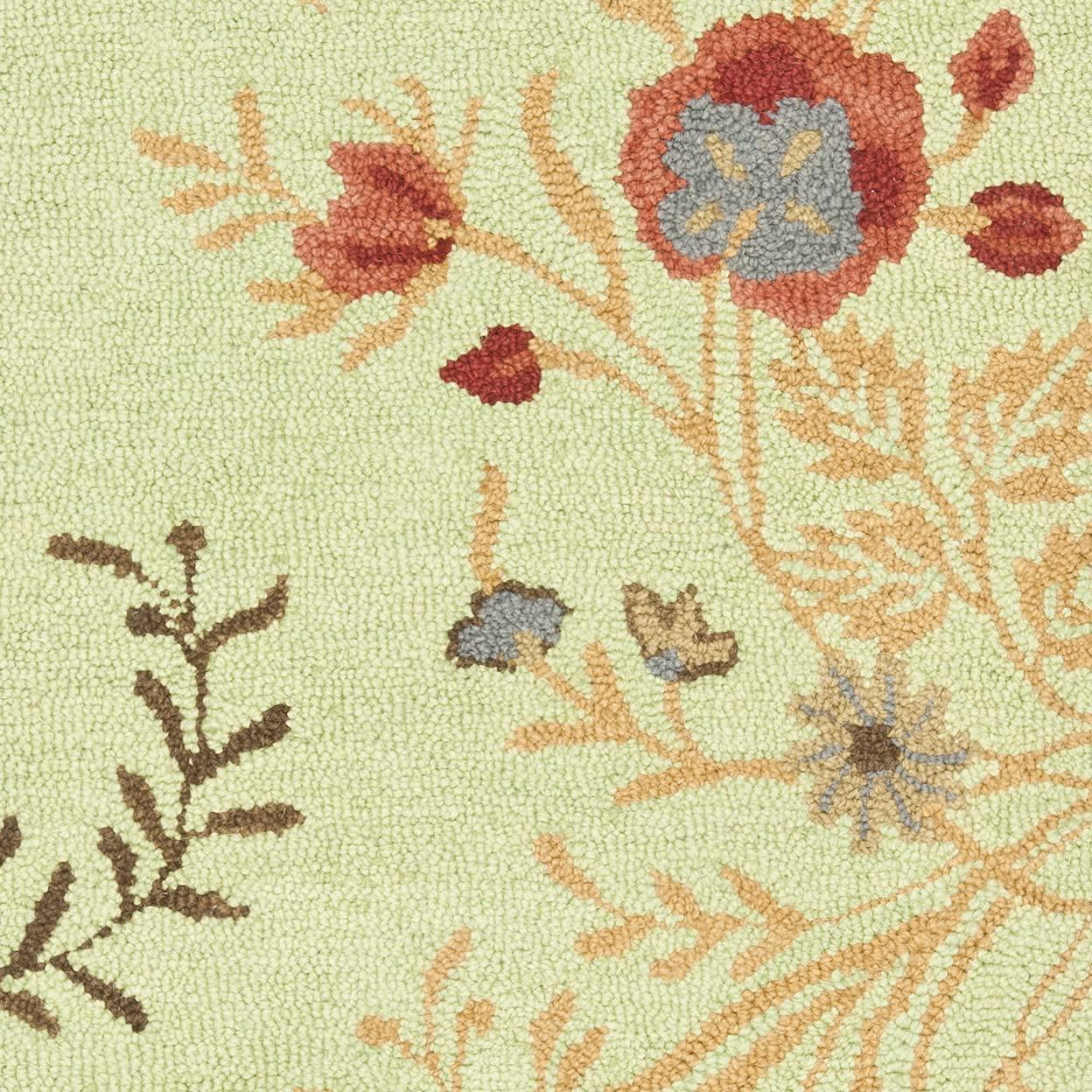 SAFAVIEH Blossom Kelly Floral Flower Wool Area Rug, Light Green/Multi, 8' x 10'