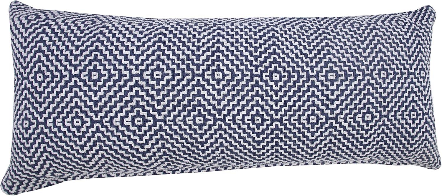 Ox Bay 14" x 36" Modern, Bohemian, Coastal, Farmhouse Blue, White, Multi-color Geometric Cotton Throw Pillow , Zip Closure