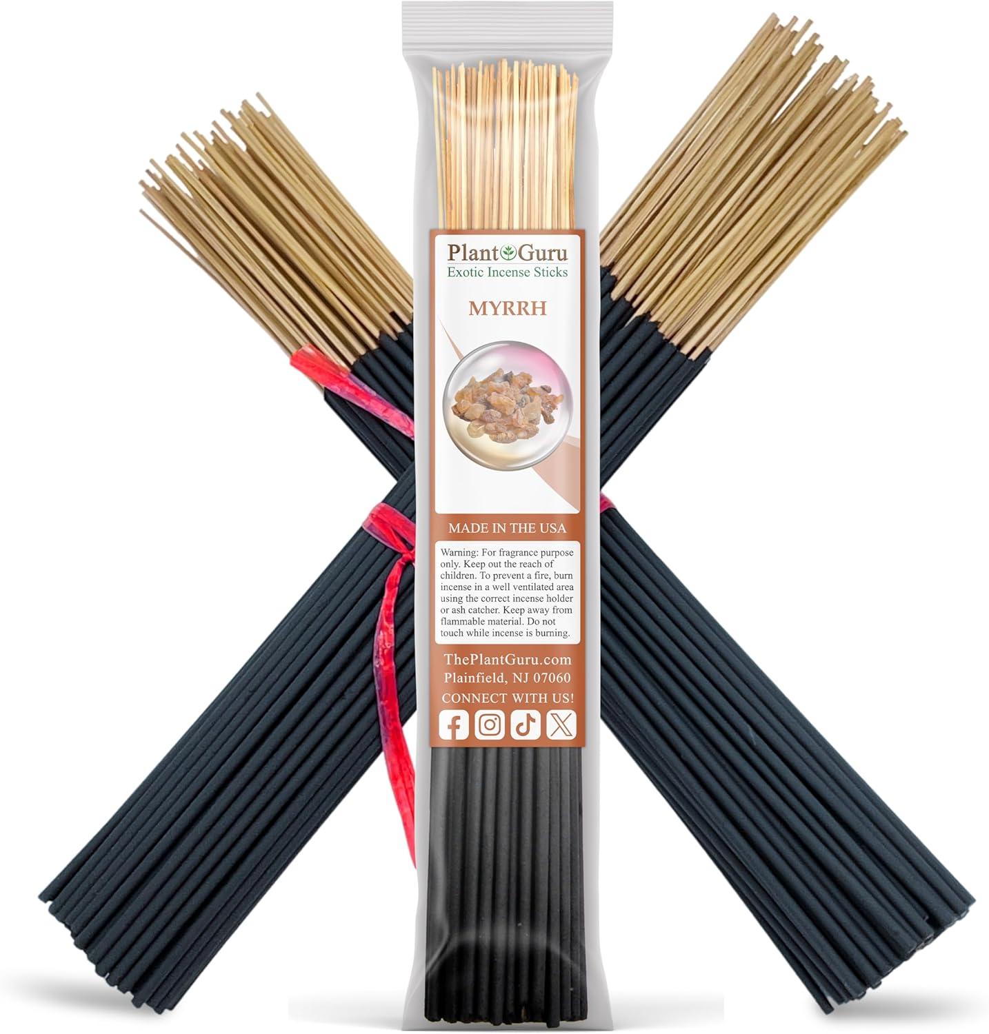 Frankincense and Myrrh Exotic Incense Sticks 11 Inch - Bulk 1 Bundle 85 to 100 Sticks - Natural 11" Long Lasting Aroma That Burns for 45 to 60 Minutes.