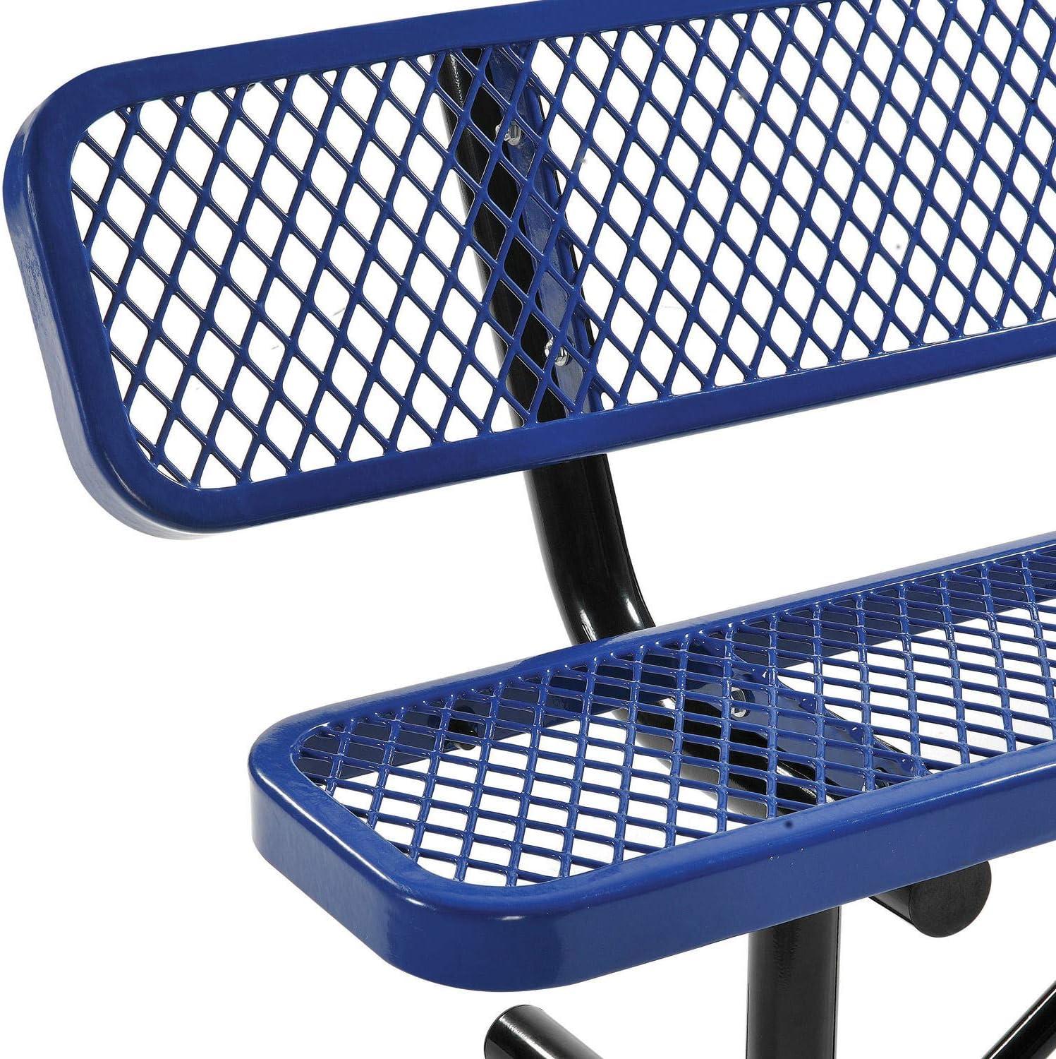 Global Industrial 72"L Expanded Metal Mesh Bench w/Back Rest, Blue