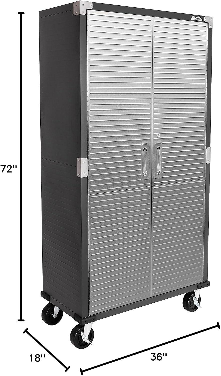 Seville Classics UltraHD Steel Body Lockable Storage Filing Cabinet Organizer Locker Shelving Unit 36" W x 18" D x 72" H, Satin Graphite