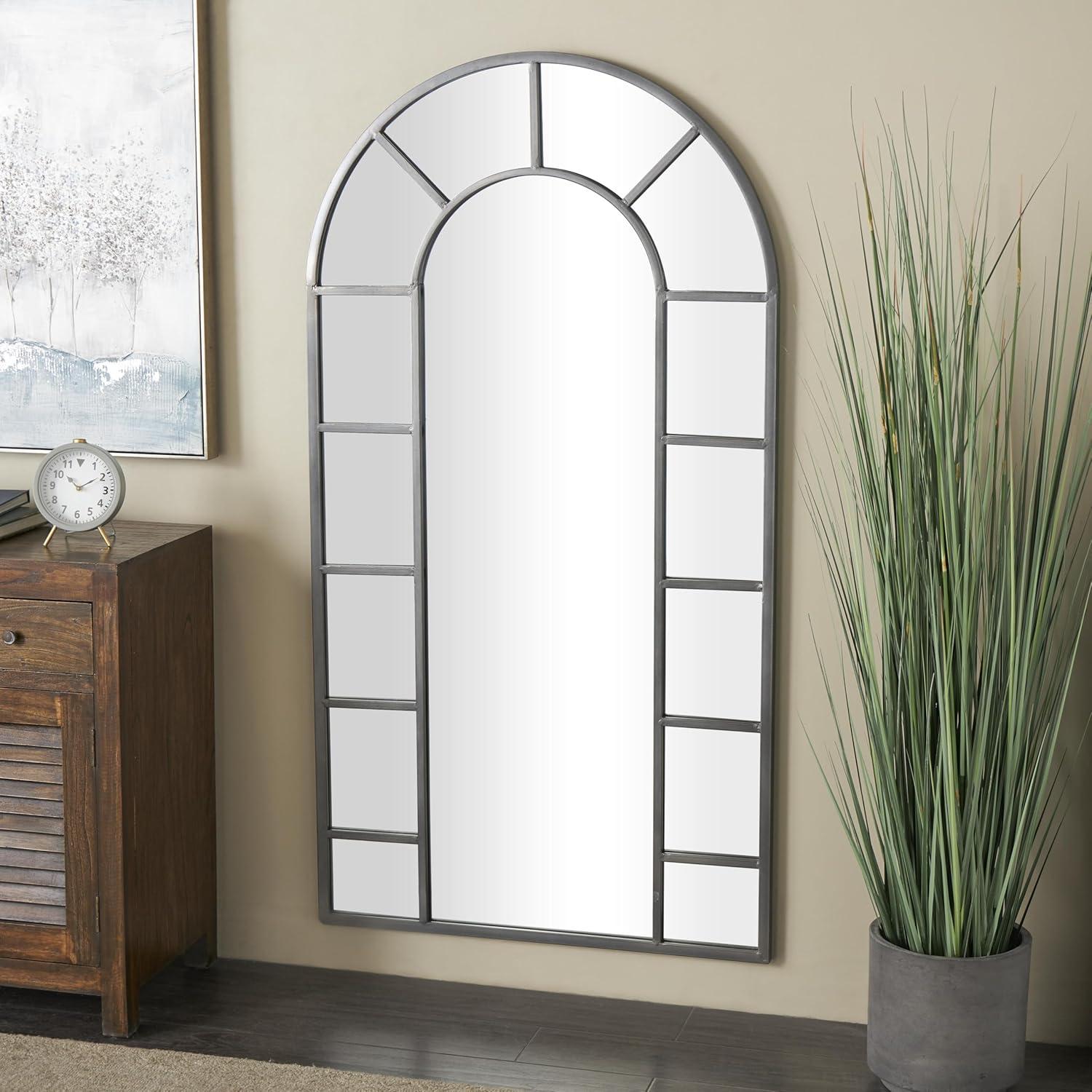 Metal Window Inspired Wall Mirror with Arched Top - Olivia & May