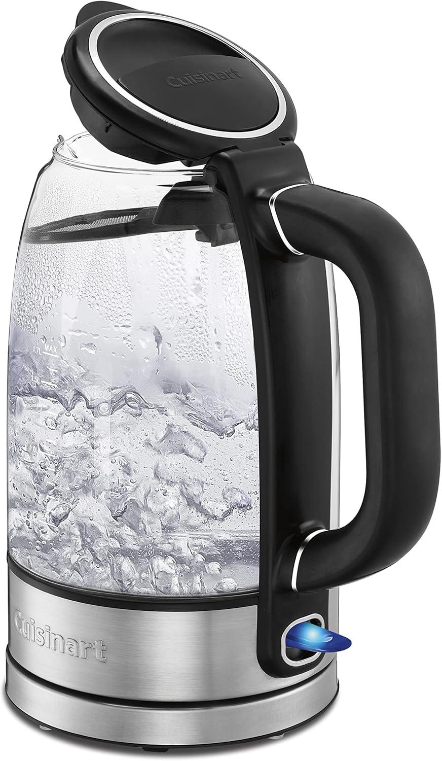 Cuisinart 1.7L Cordless Glass Electric Kettle Stainless Steel - GK-17N: Water Boiler, Blue Light, 1500W, 3-Year Warranty