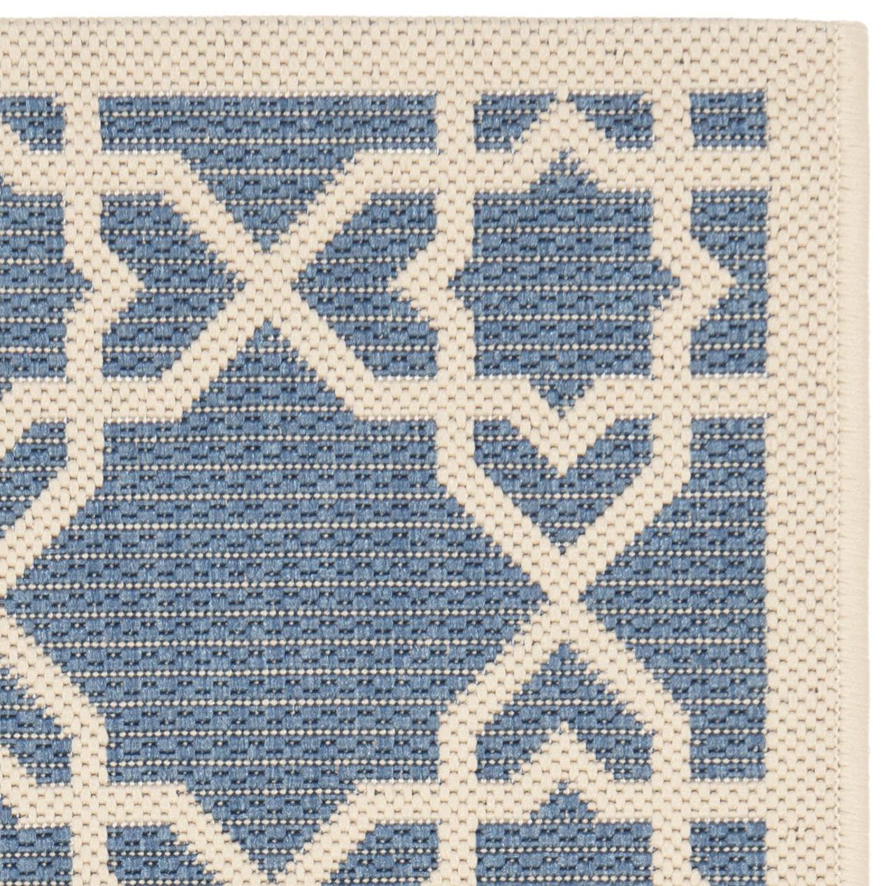 Courtyard CY6032 Power Loomed Indoor and Outdoor Accent Rug - Blue/Beige - 2'x3'7" - Safavieh