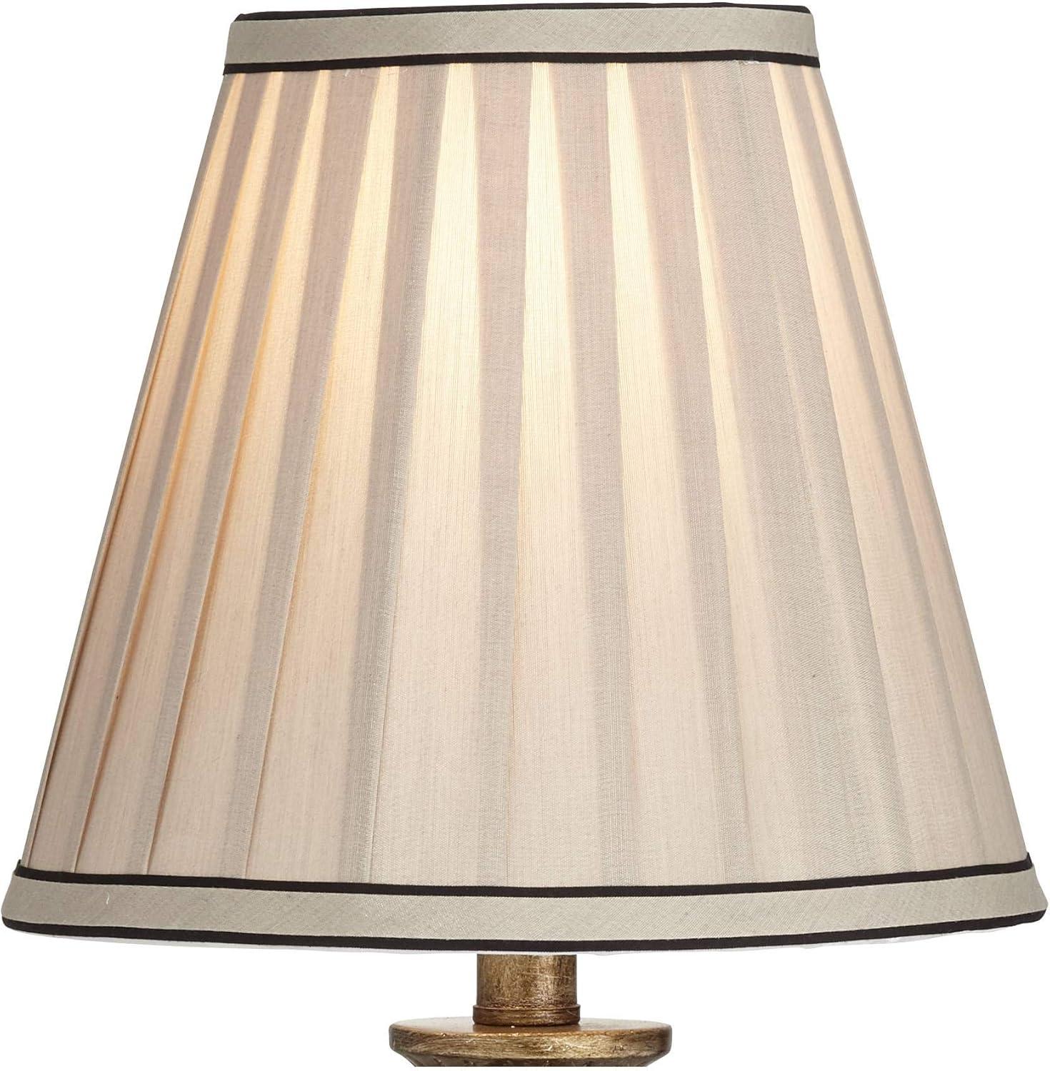 Regency Hill Ribbed Traditional Rustic Accent Table Lamp 18" High Antique Gold Beige Fabric Pleated Empire Shade for Bedroom Living Room Bedside Kids