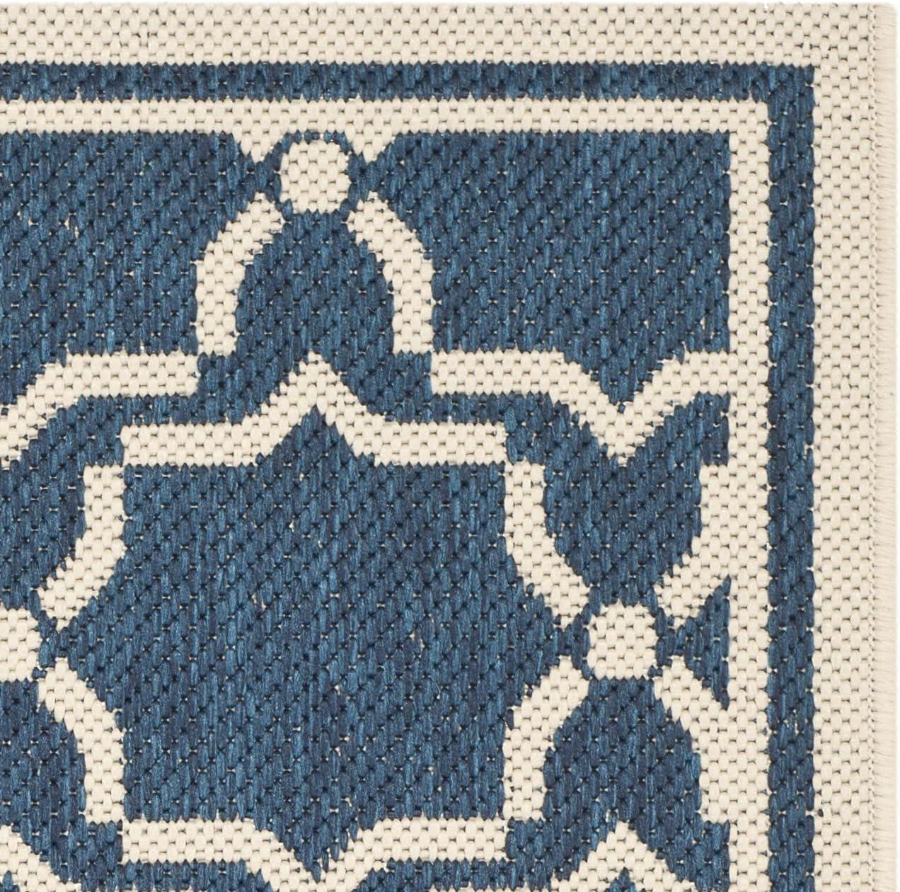 Courtyard CY6916 Power Loomed Indoor and Outdoor Accent Rug - Navy/Beige - 2'7"x5' - Safavieh