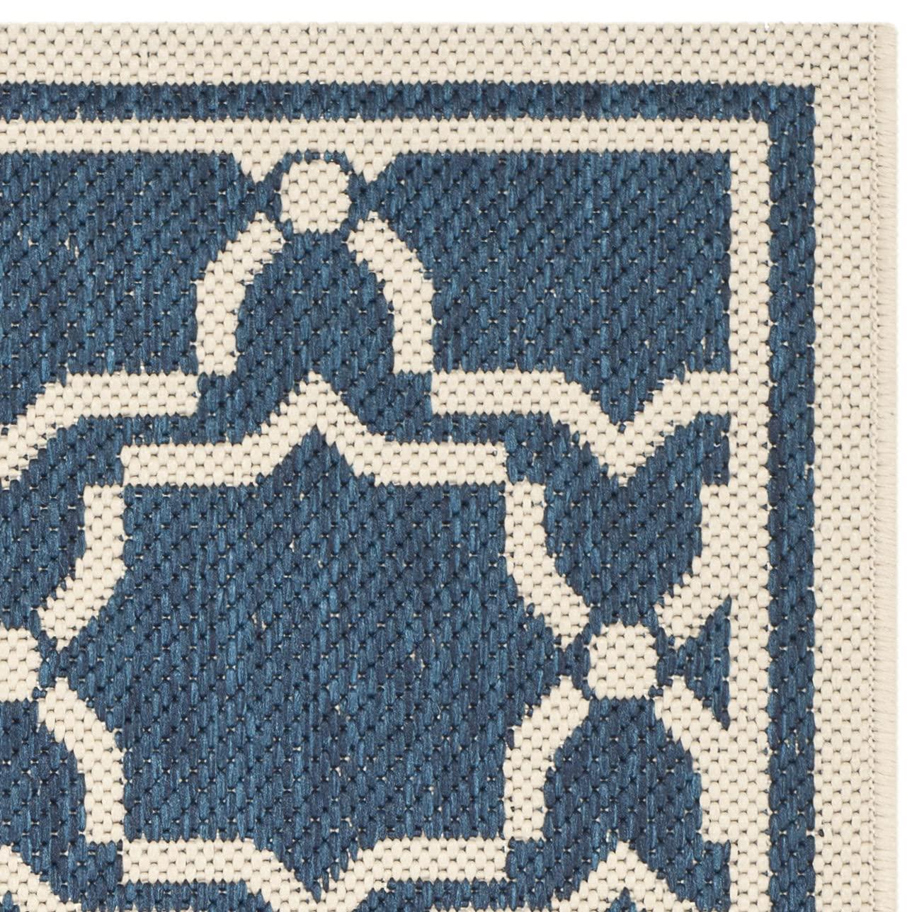 Courtyard CY6916 Power Loomed Indoor and Outdoor Accent Rug - Navy/Beige - 2'7"x5' - Safavieh