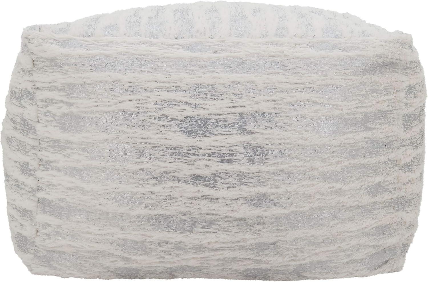 Saro Lifestyle Floor Pouf With Foil Print Faux Fur Design