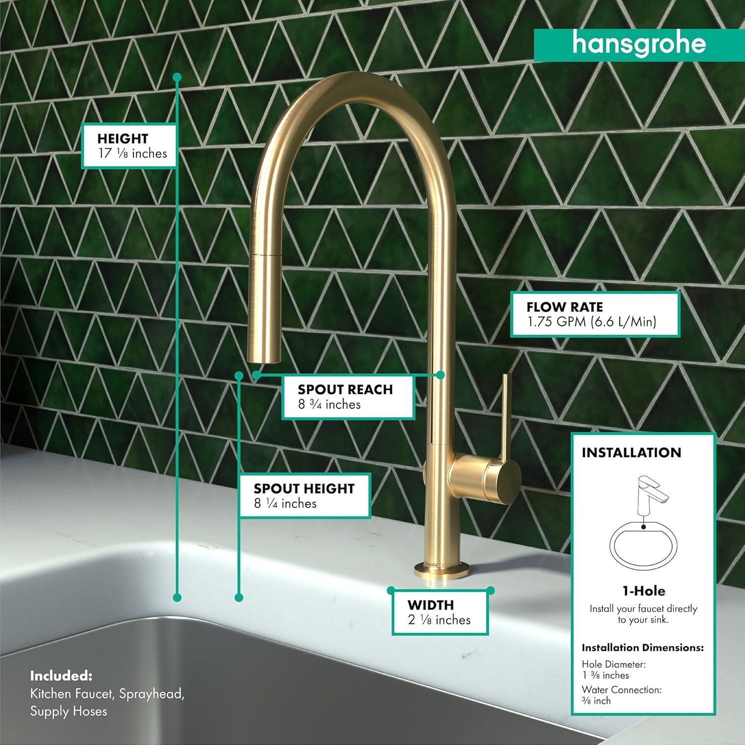hansgrohe Talis N HighArc Kitchen Faucet, O-Style 2-Spray Pull-Down with sBox, 1.75 GPM